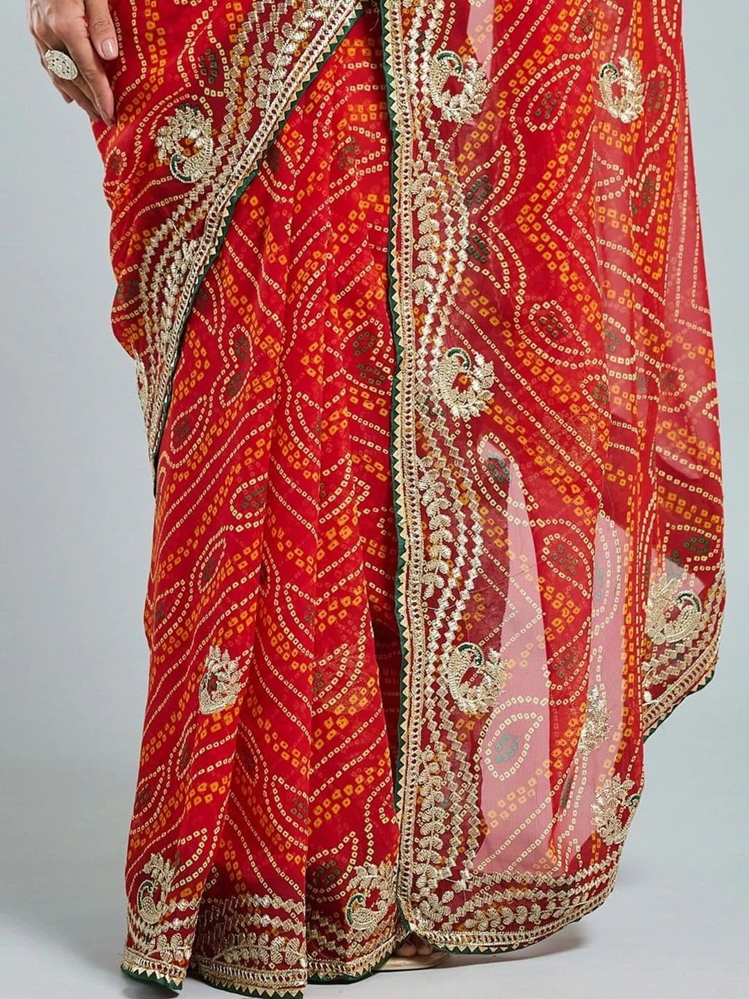 SAMANTHA Bandhani women Embroidered Poly Georgette Bandhani Saree thumbnail 4