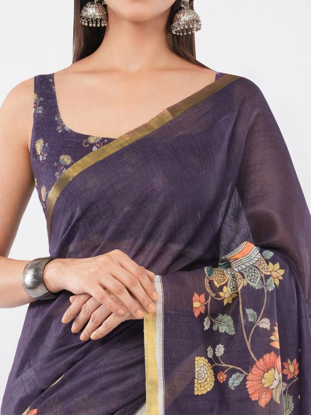 SAMANTHA Floral Linen Blend Saree thumbnail 5