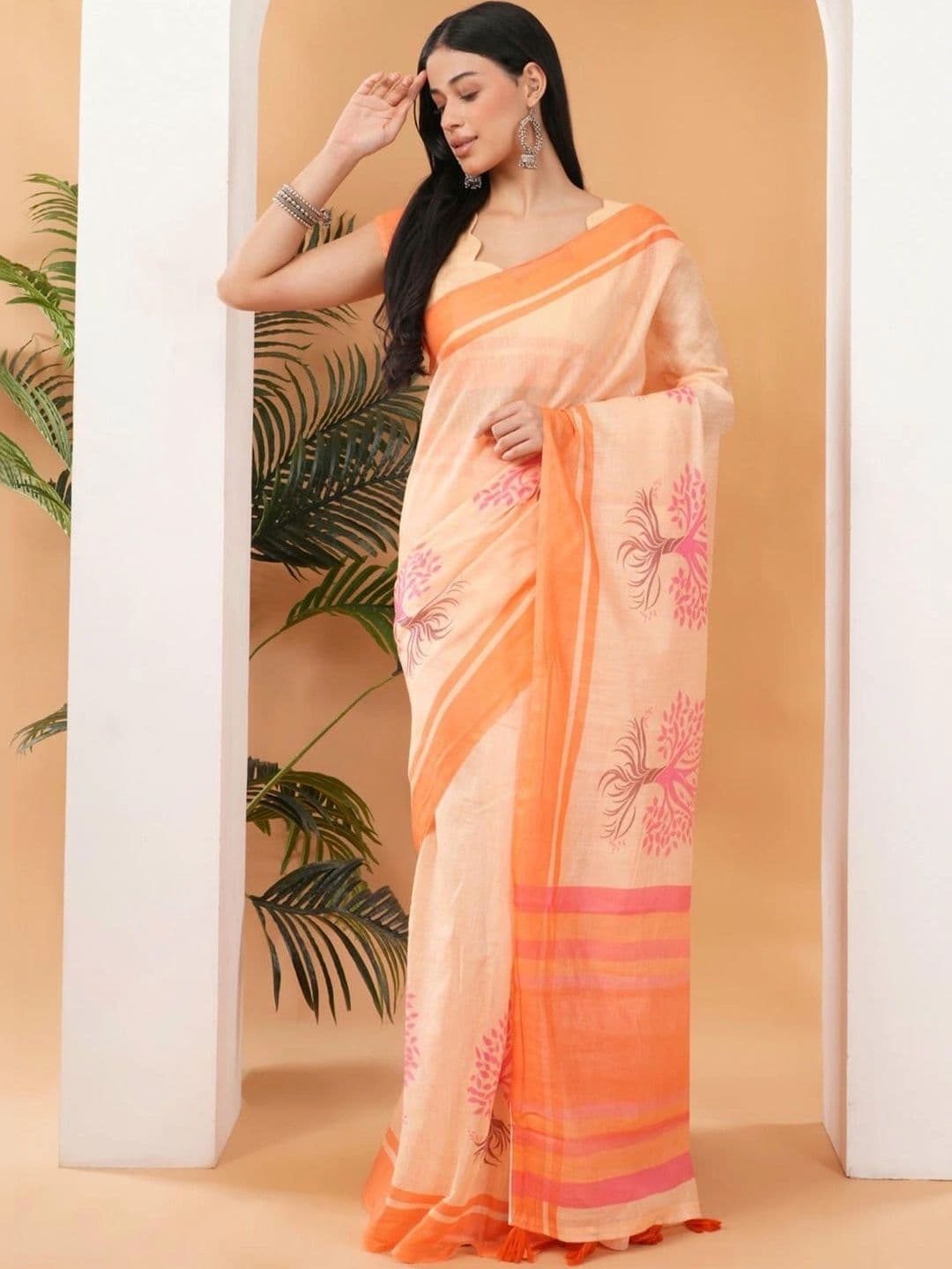 SAMANTHA Striped Linen Blend Saree thumbnail 5