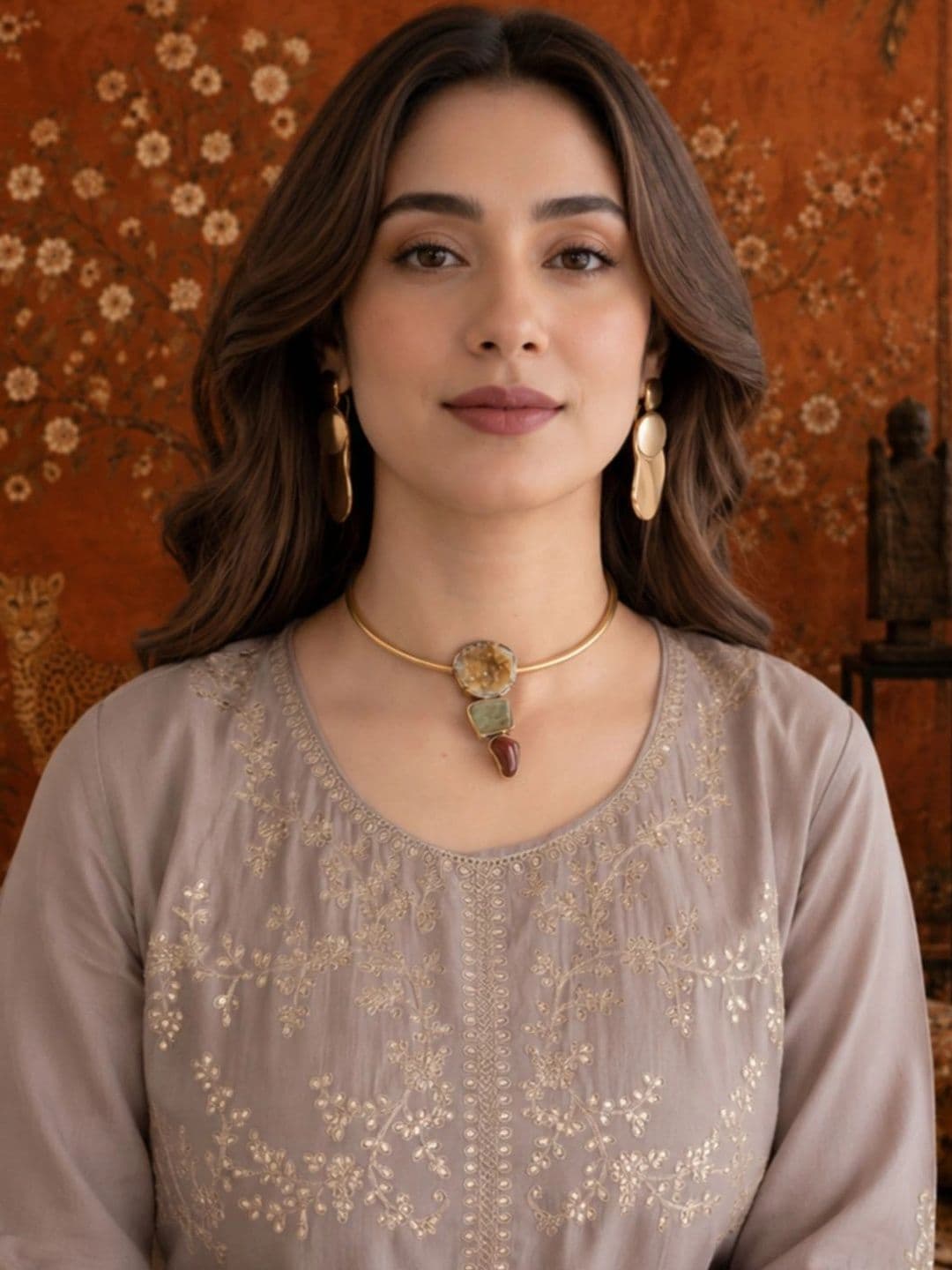 Sangria Women Ethnic Motifs Embroidered Regular Thread Work Kurta with Trousers & With Dupatta thumbnail 5