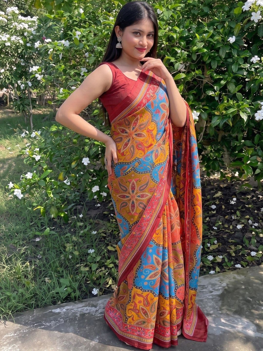 IndianRang Paisley Linen Blend Designer Saree thumbnail 4
