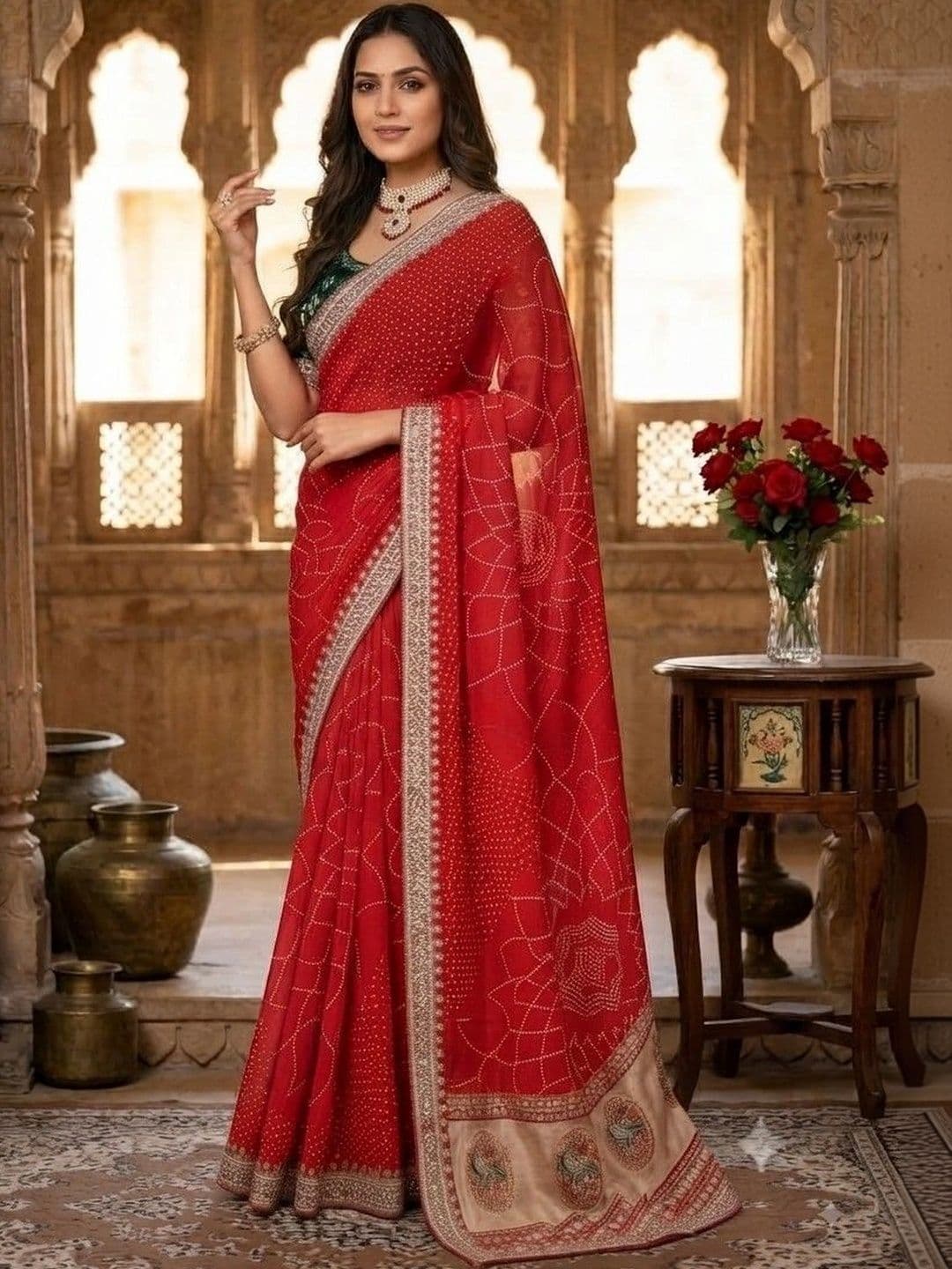 SmileyFashion Embellished Embroidered Art Silk Designer Saree thumbnail 3