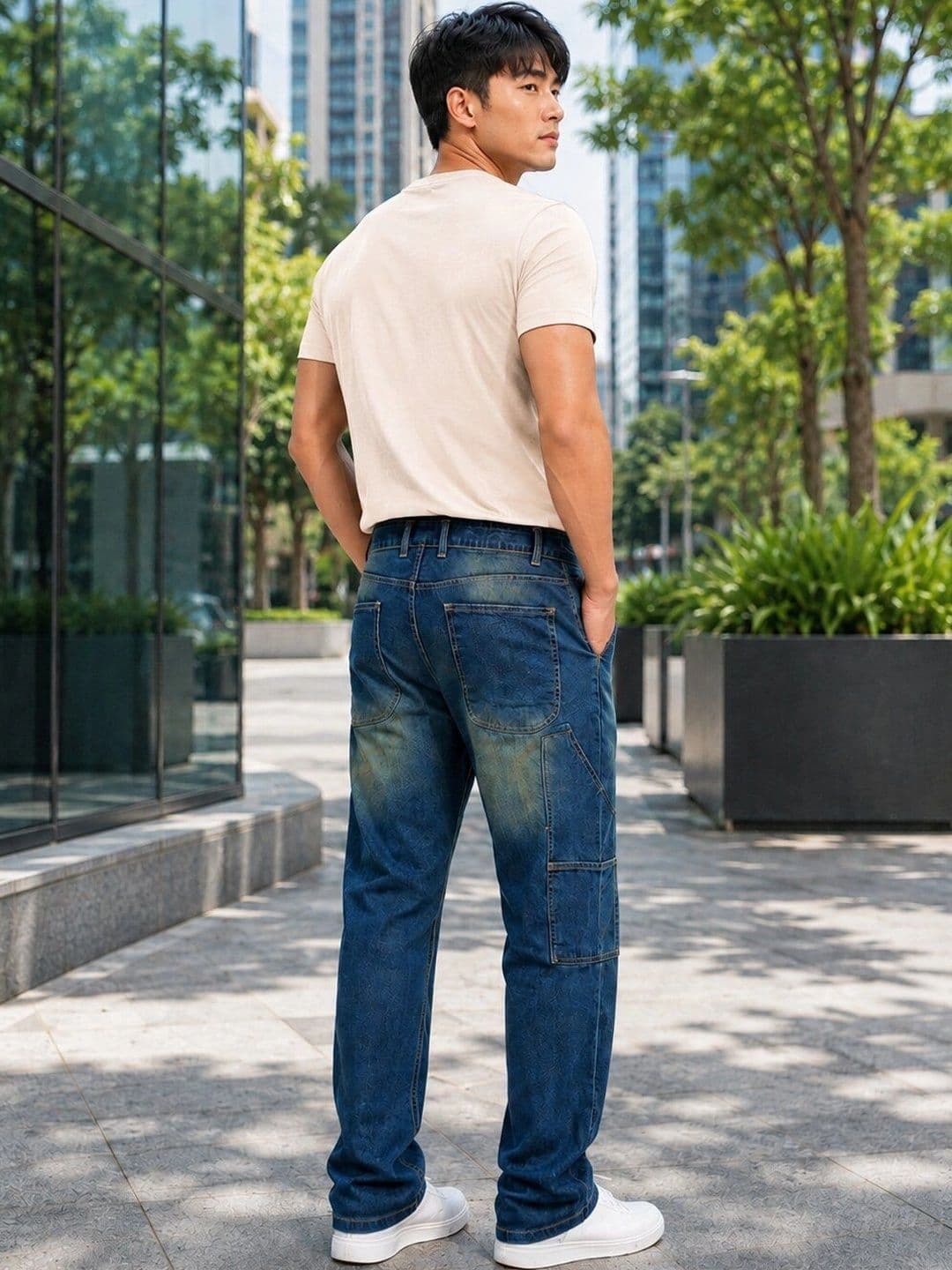 Encrypt Men Relaxed Fit Mid-Rise Low Distress Jeans thumbnail 5