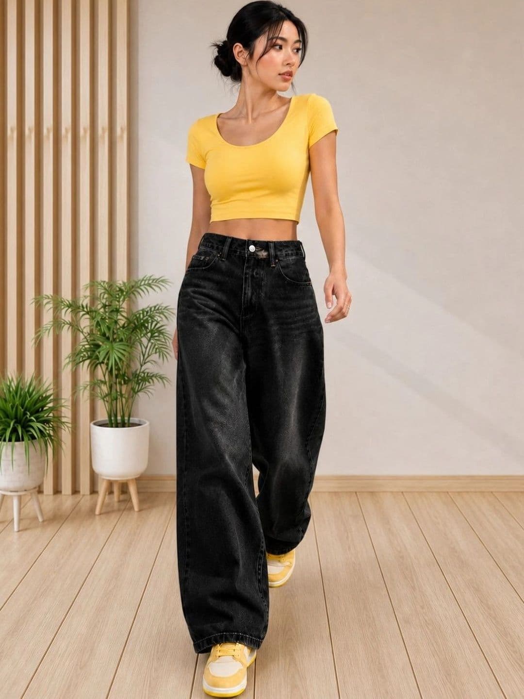 DressBerry Women Comfort Wide Leg High-Rise Light Fade Stretchable Jeans thumbnail 2