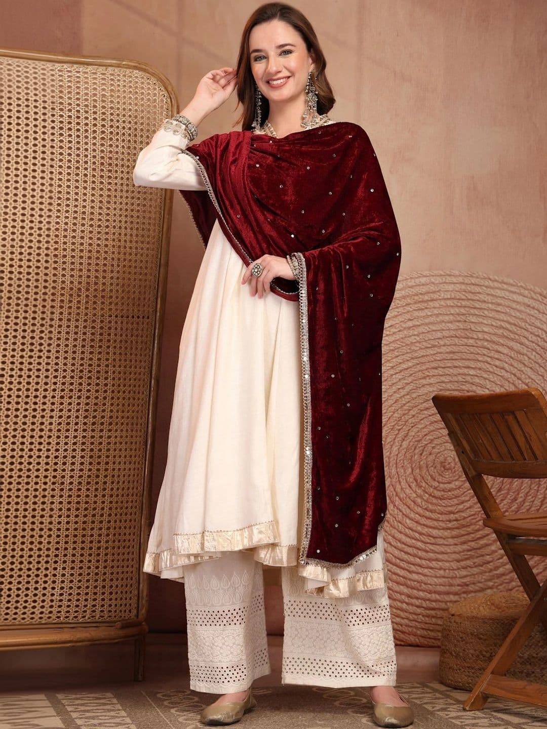 Clora Creation Velvet Dupatta with Sequinned thumbnail 3