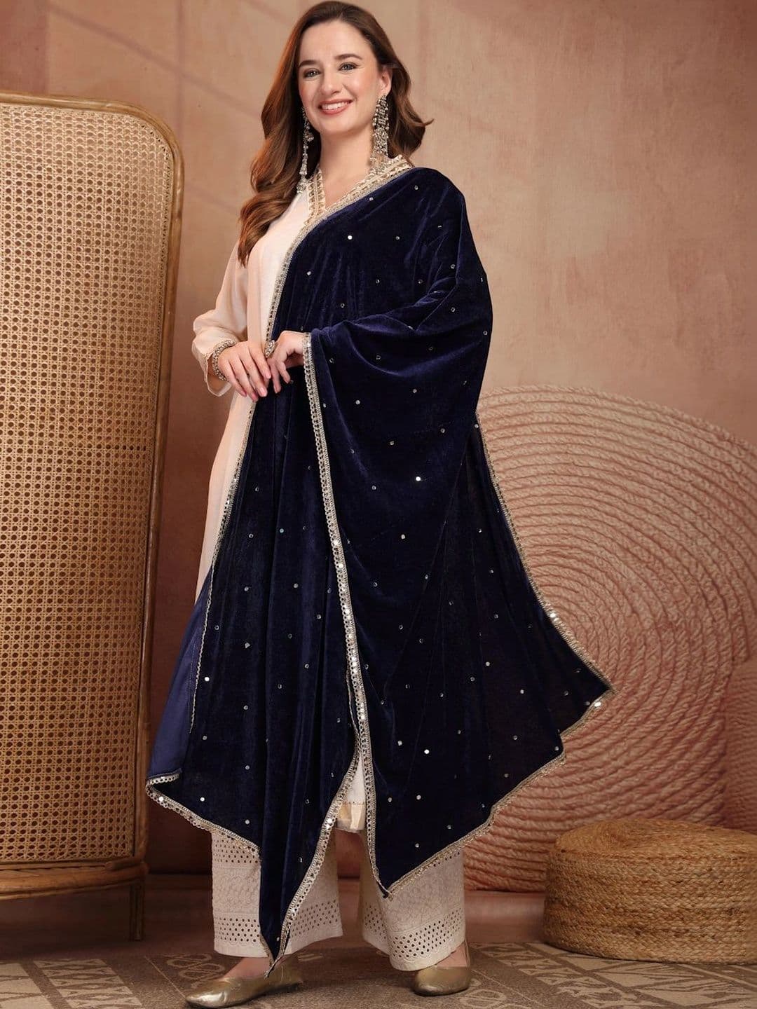 Clora Creation Velvet Dupatta with Mirror Work thumbnail 7
