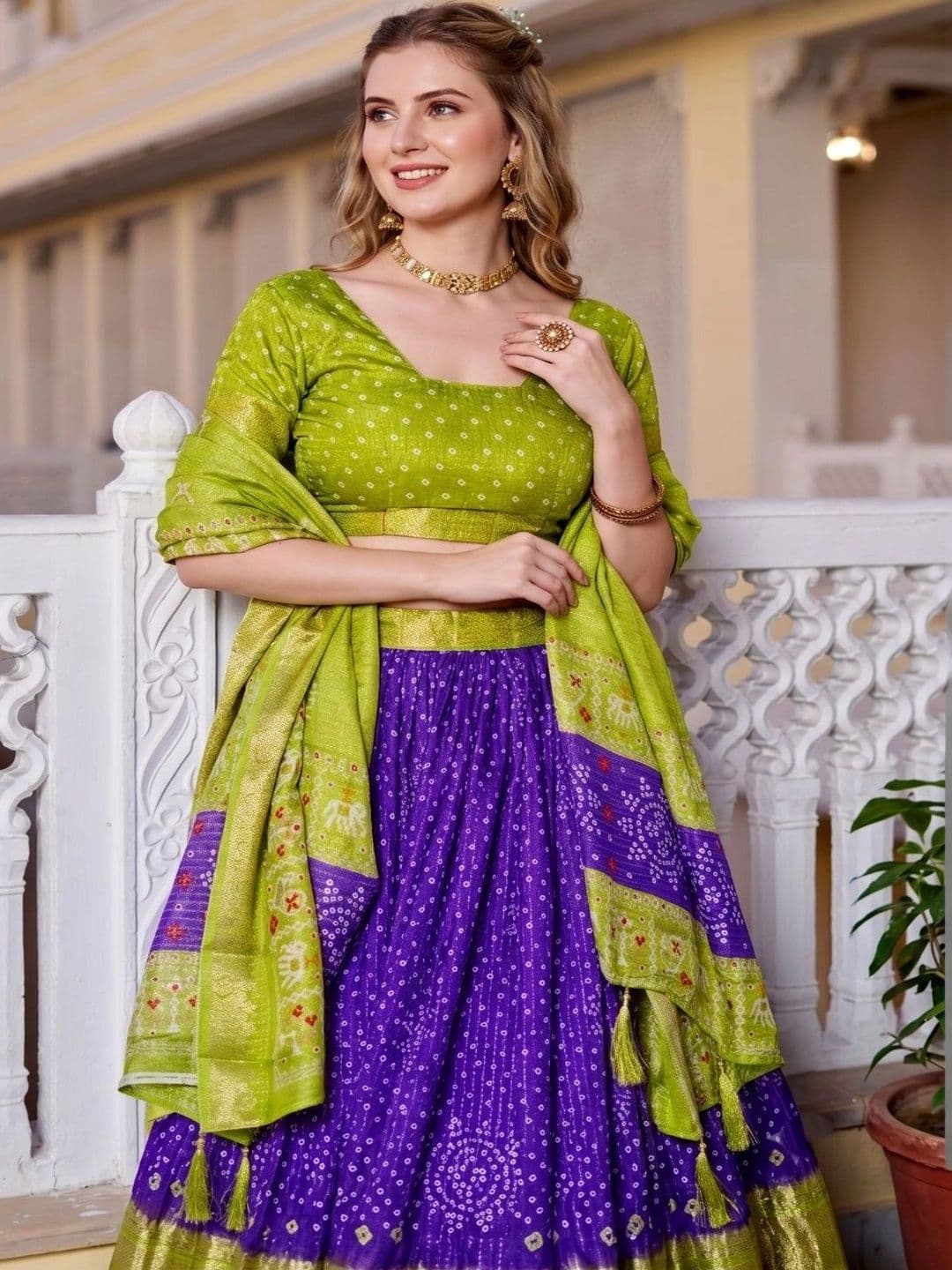 Anouk Printed Semi-Stitched Lehenga & Unstitched Blouse With Dupatta thumbnail 2
