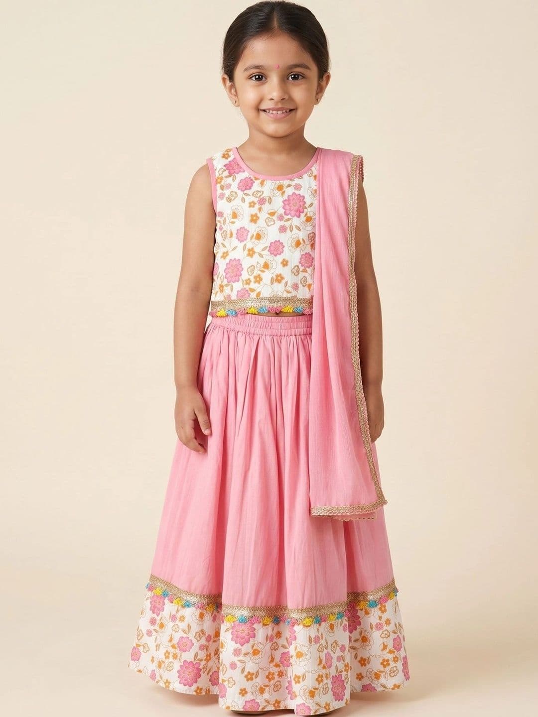Desi Soota Girls Printed Ready to Wear Lehenga & Blouse With Dupatta - view 1