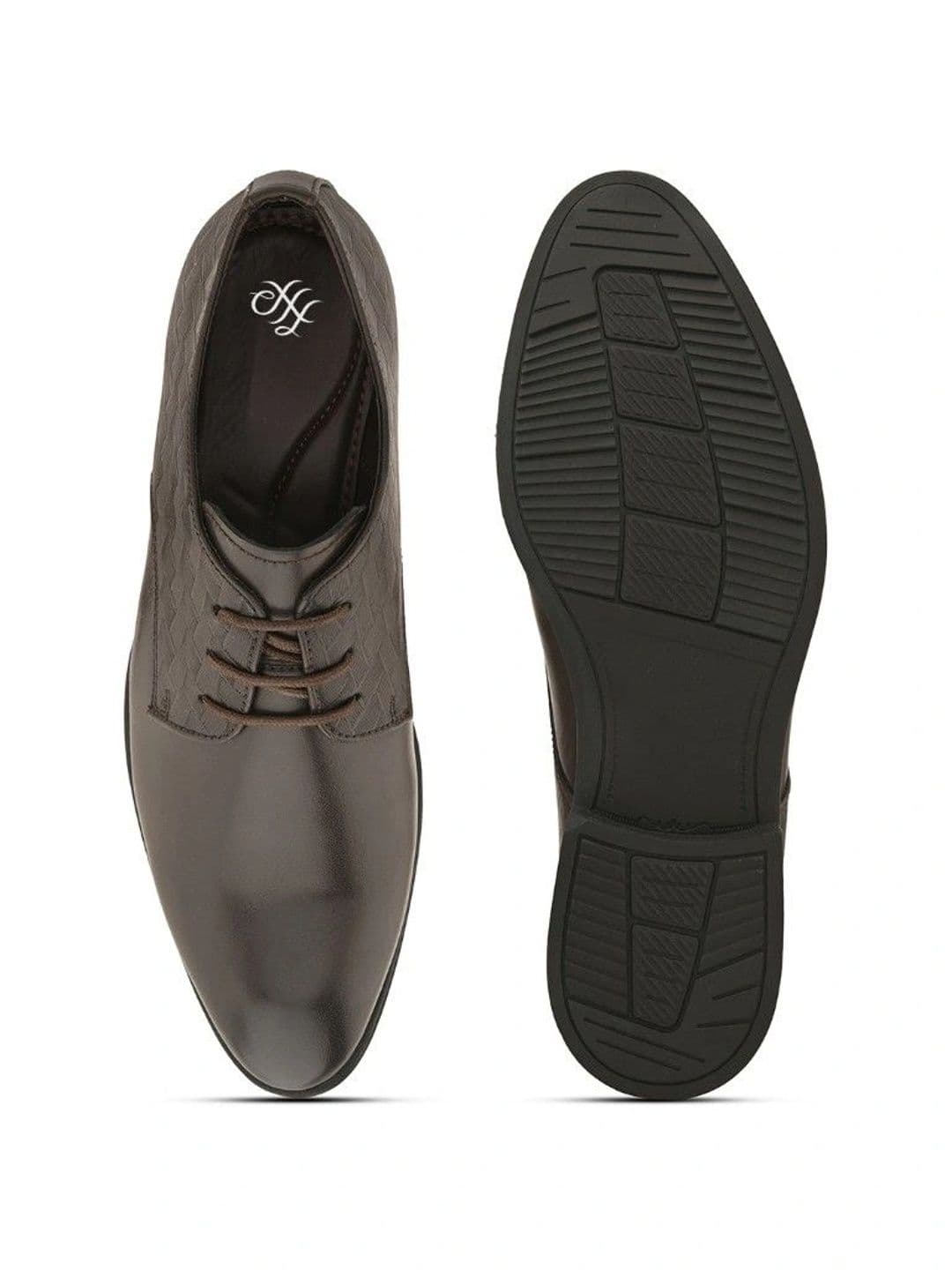 House of Pataudi Men Textured Round Toe Lace-Ups Derbys Formal Shoes thumbnail 6