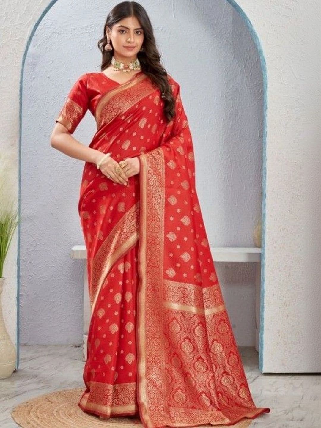 revika Woven Design Zari Art Silk Designer Kanjeevaram Saree - view 1