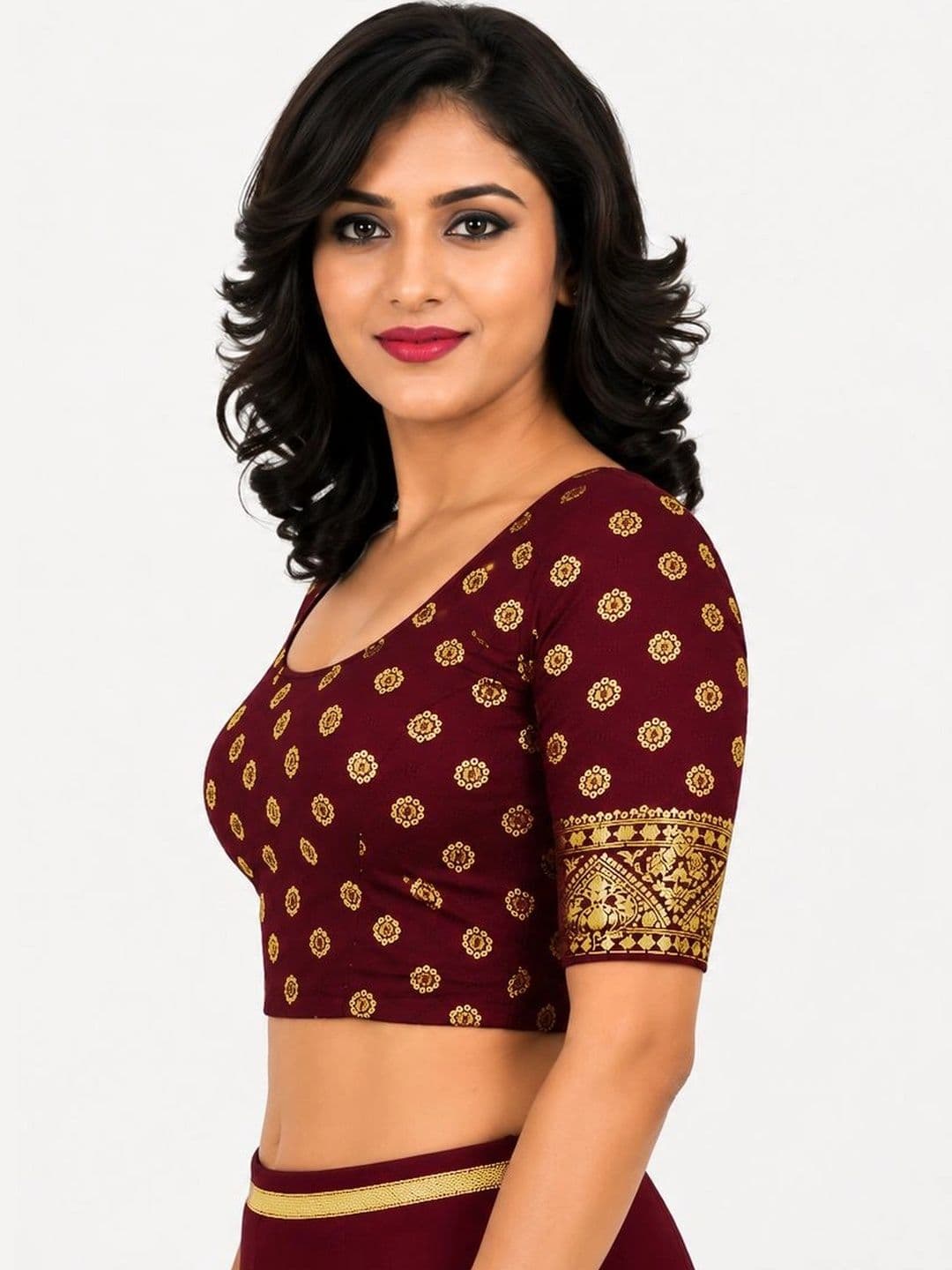 SmartQueen Woven Design Zari Saree Blouse thumbnail 2