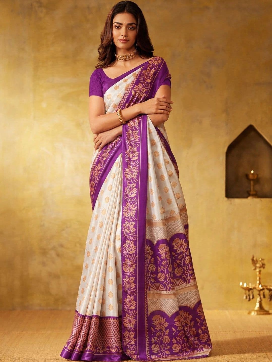 RegalDrapes Ethnic Motifs Zari Saree - view 1