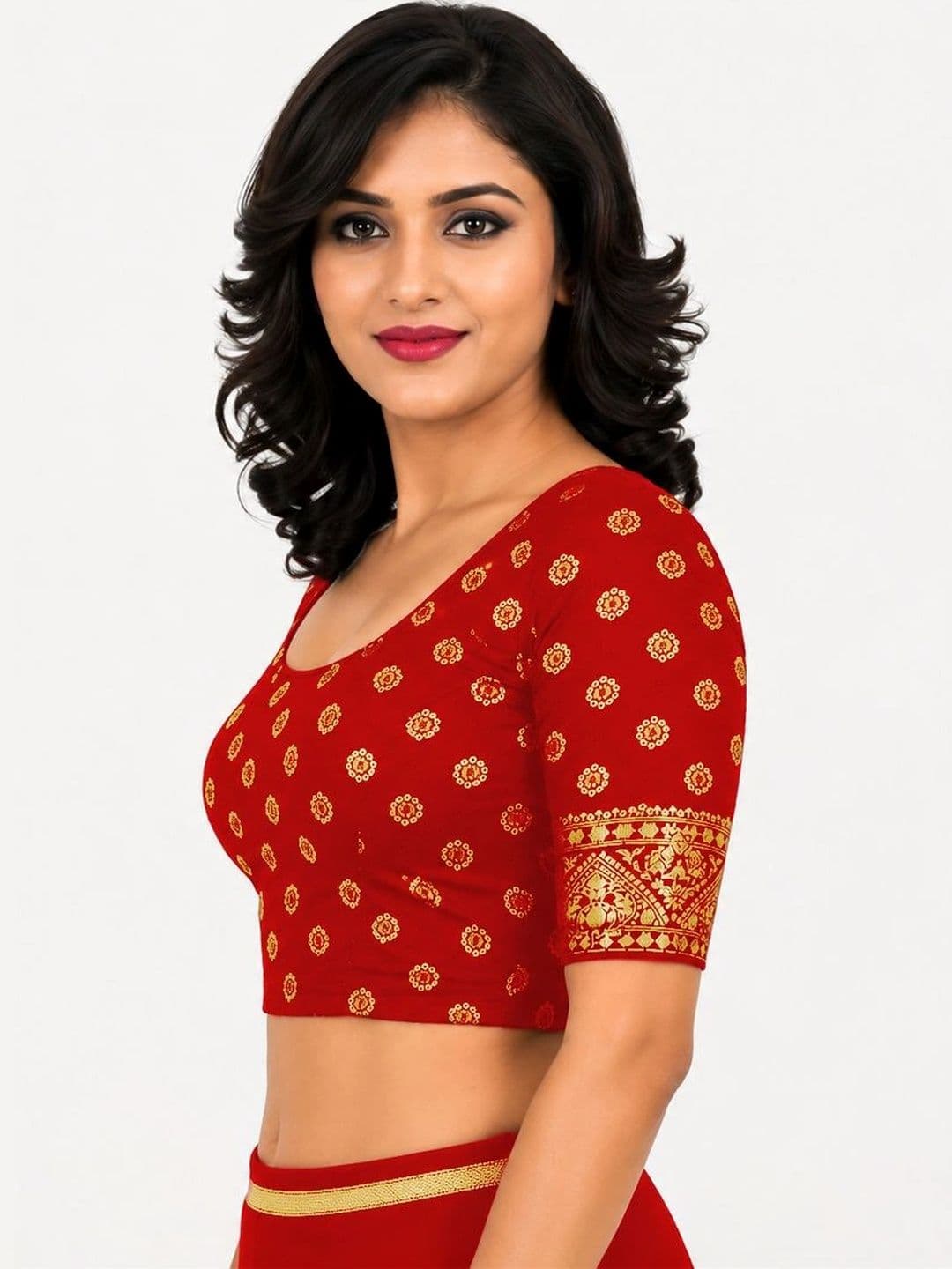 SmartQueen Woven Design Zari Saree Blouse thumbnail 2