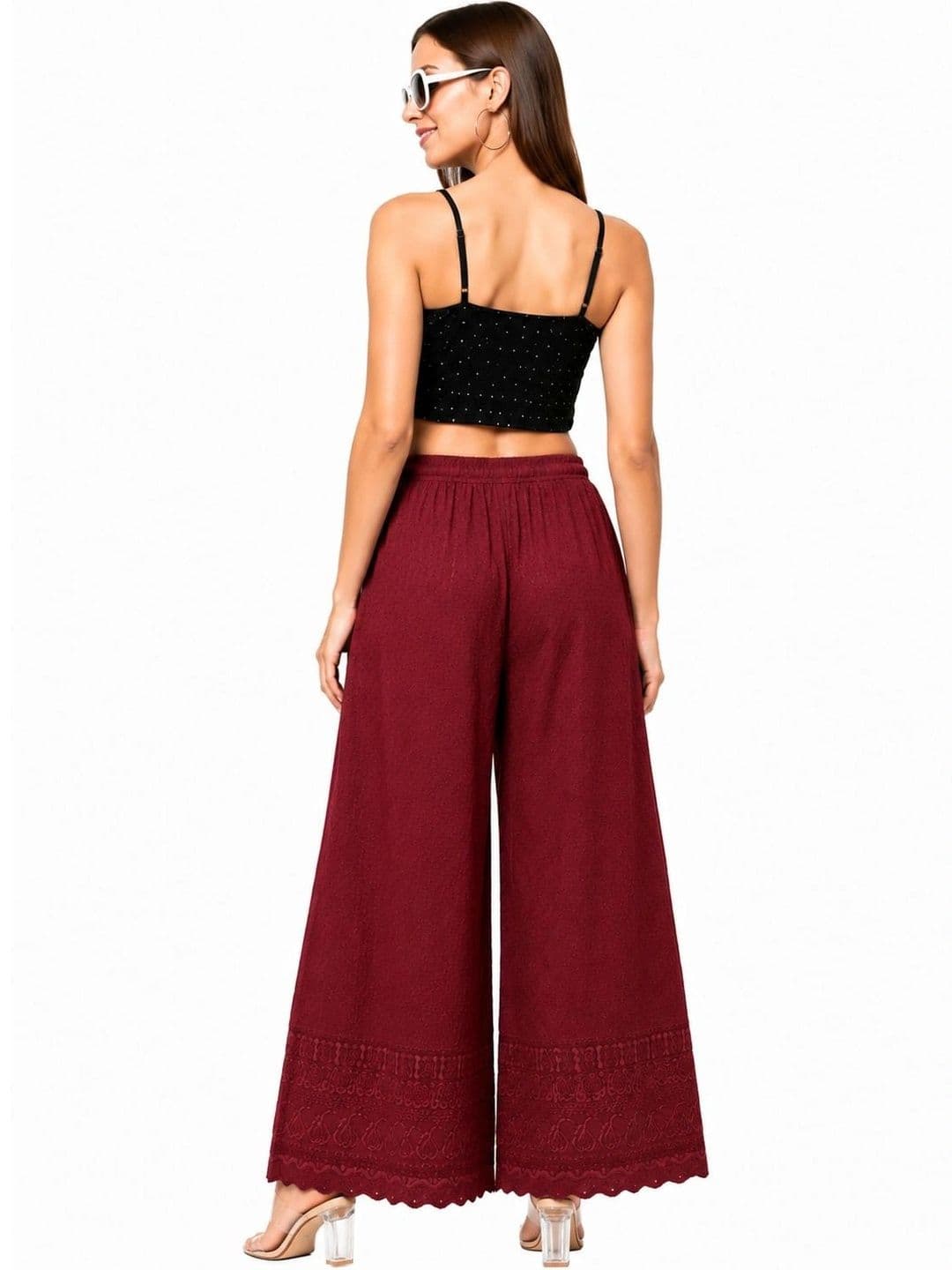 Threadbloom Women Embroidered Knitted Ethnic Palazzos thumbnail 2