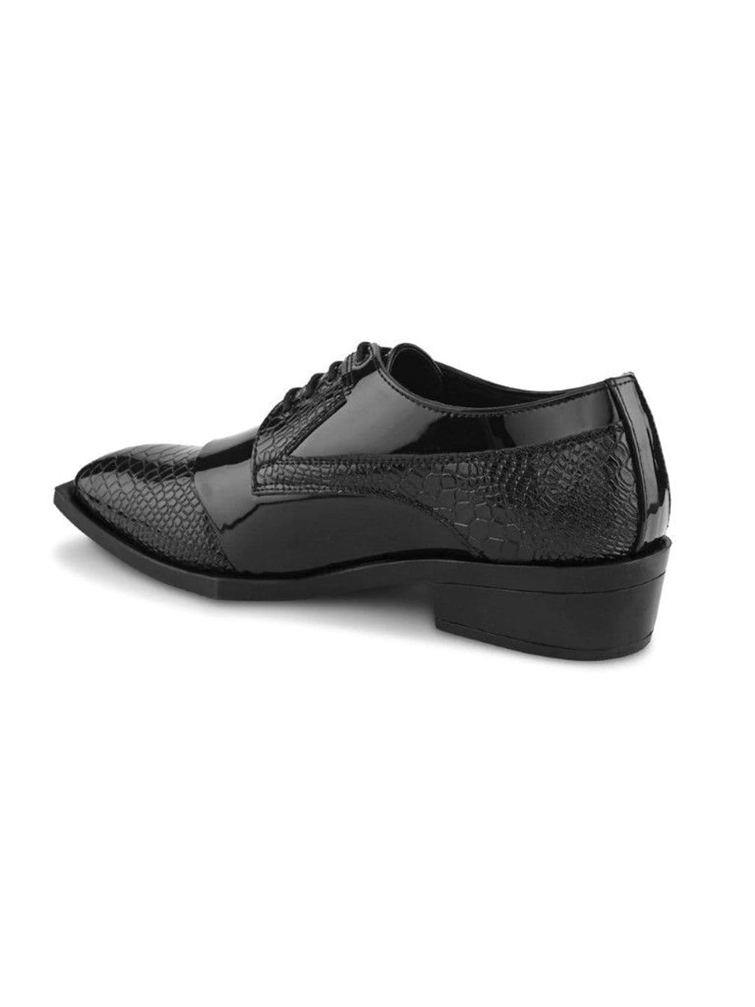 House of Pataudi Men Textured Synthetic Patent Square Toe Lace-Ups Derbys Formal Shoes thumbnail 7