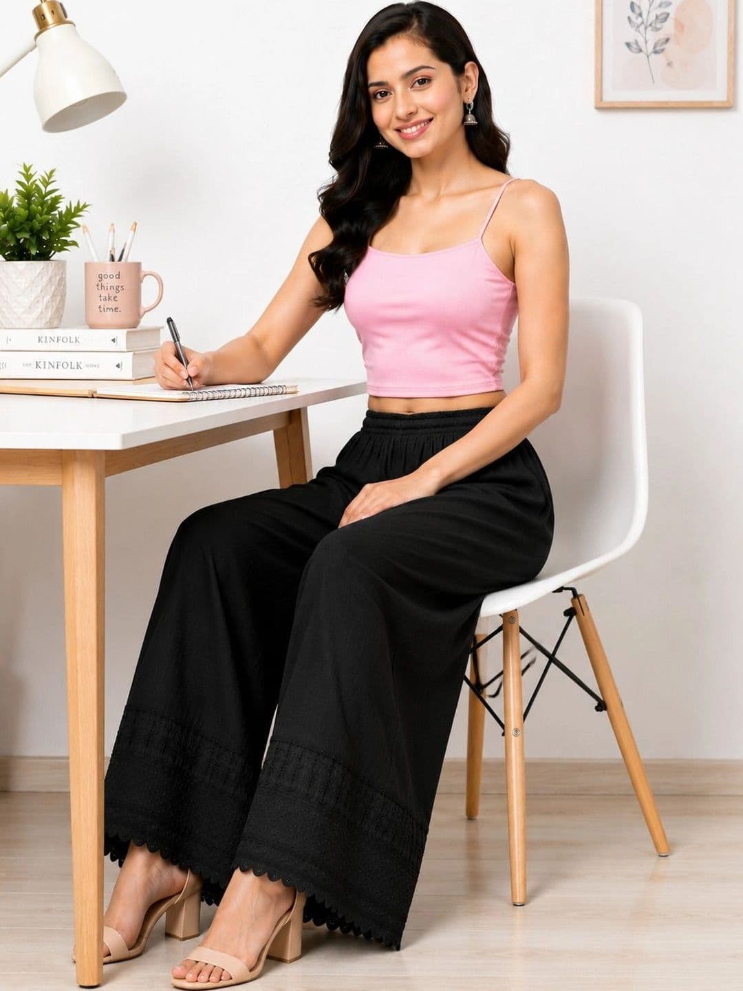 Threadbloom Women Embellished Knitted Ethnic Palazzos thumbnail 3