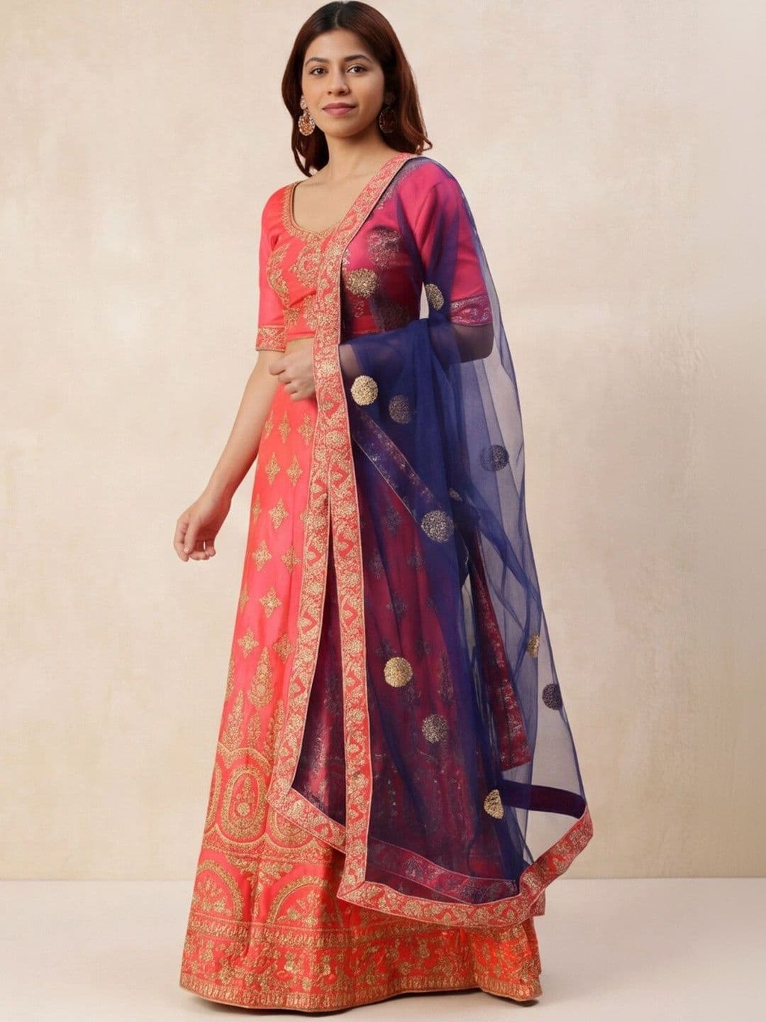 Anouk Rustic Embroidered Semi-Stitched Lehenga & Unstitched Blouse With Dupatta thumbnail 4