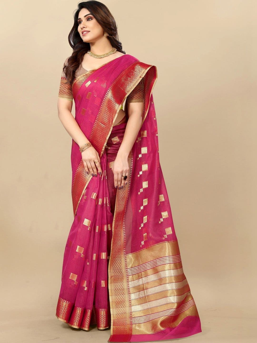 Sangria Woven Design Zari Designer Kota Saree thumbnail 3