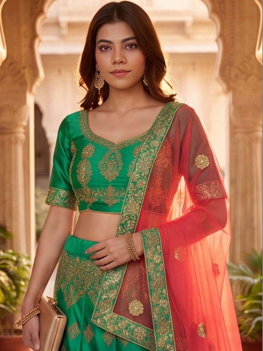 Anouk Rustic Embroidered Semi-Stitched Lehenga & Unstitched Blouse With Dupatta thumbnail 6