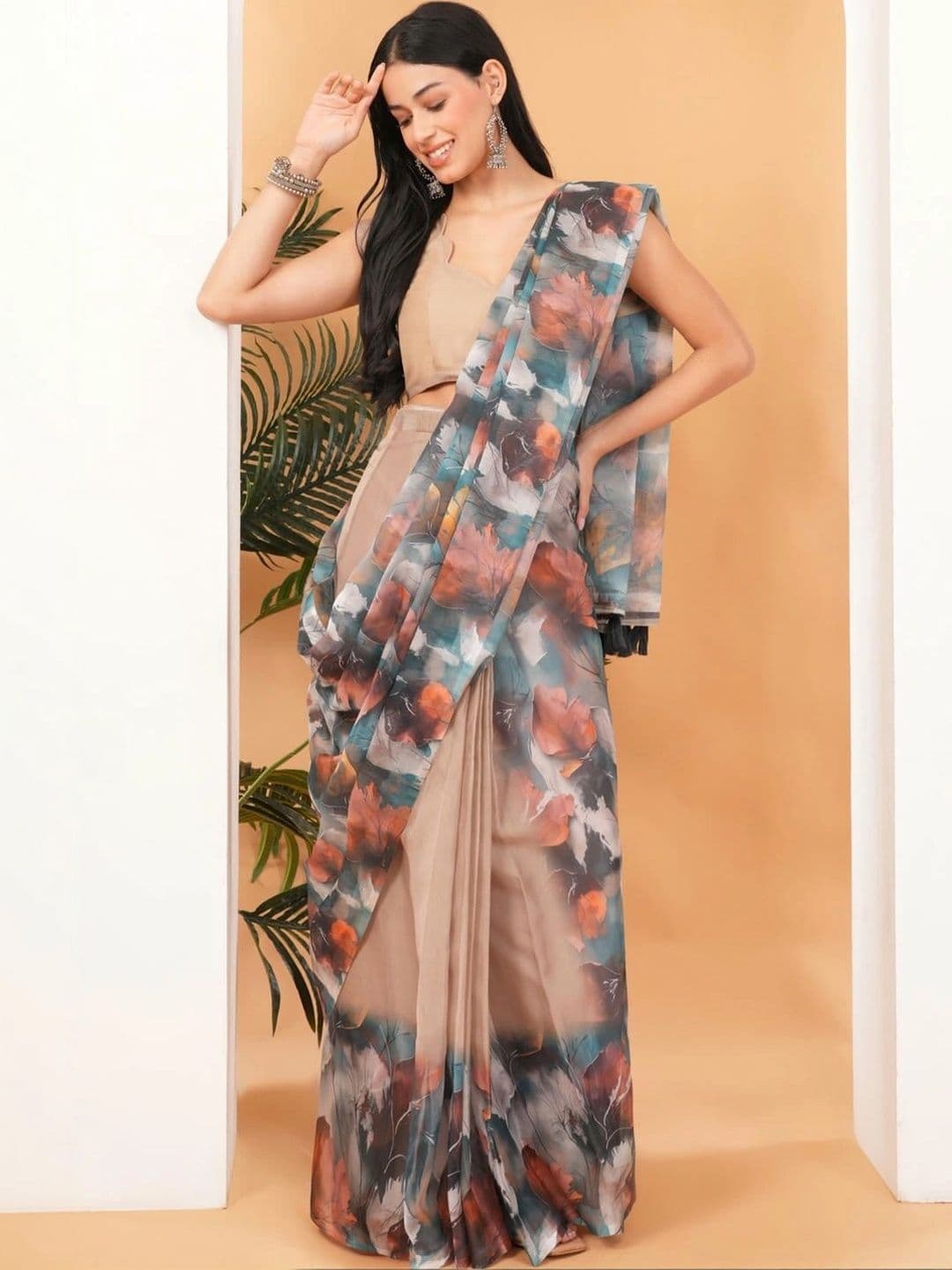 SAMANTHA Floral Zari Organza Saree thumbnail 2