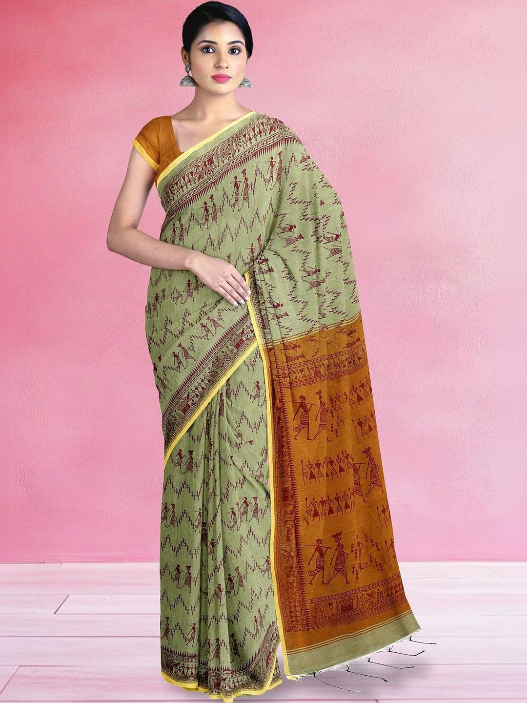 The Chennai Silks Warli Pure Cotton Fusion Taant Saree - view 1