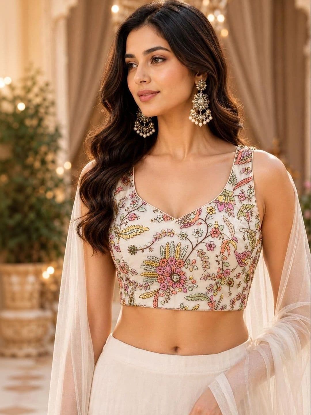 Indi Kal Embroidered Thread Work Ready to Wear Lehenga & Blouse With Dupatta thumbnail 5