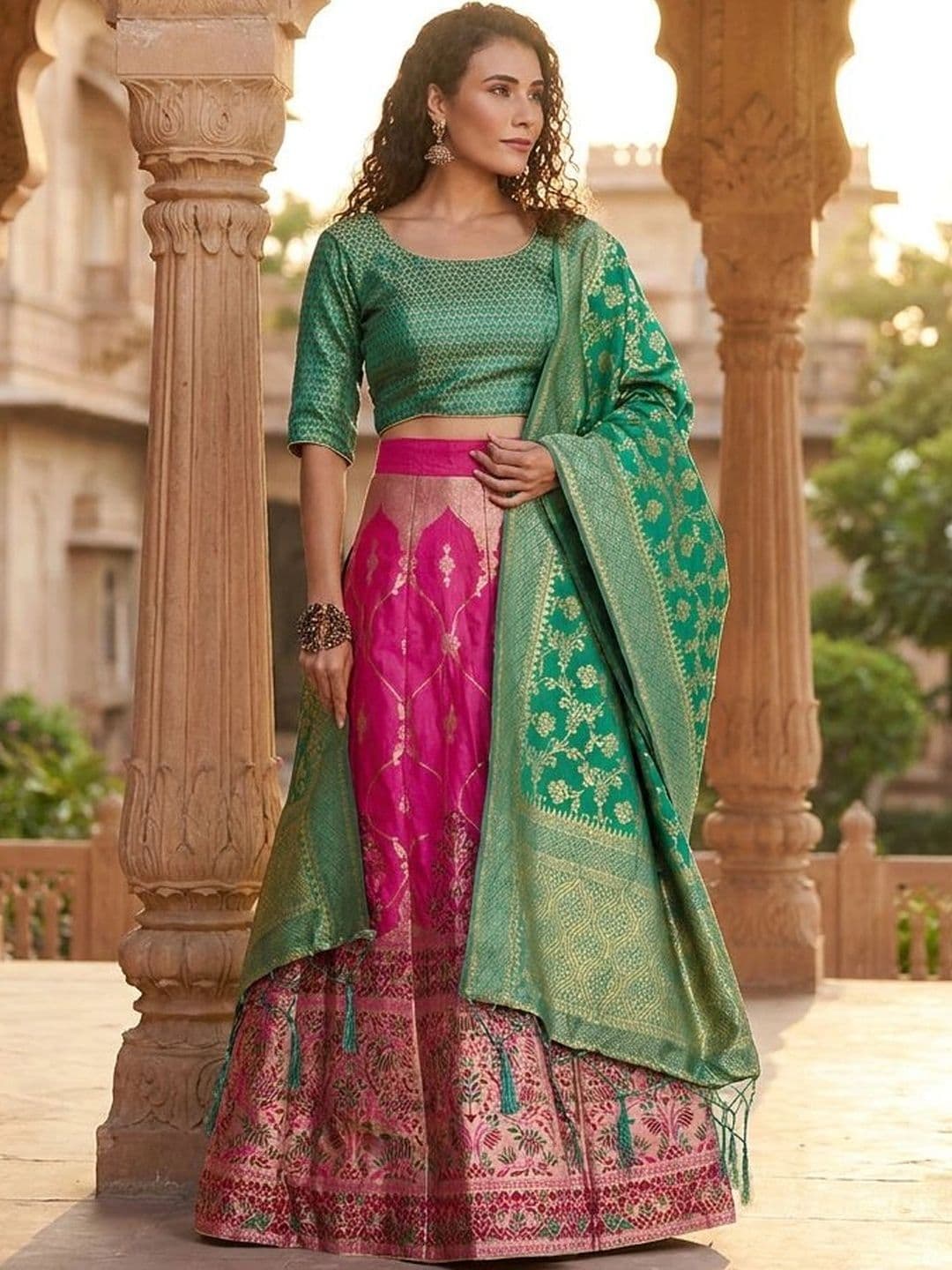 Anouk Rustic Semi-Stitched Lehenga & Unstitched Blouse With Dupatta - view 1