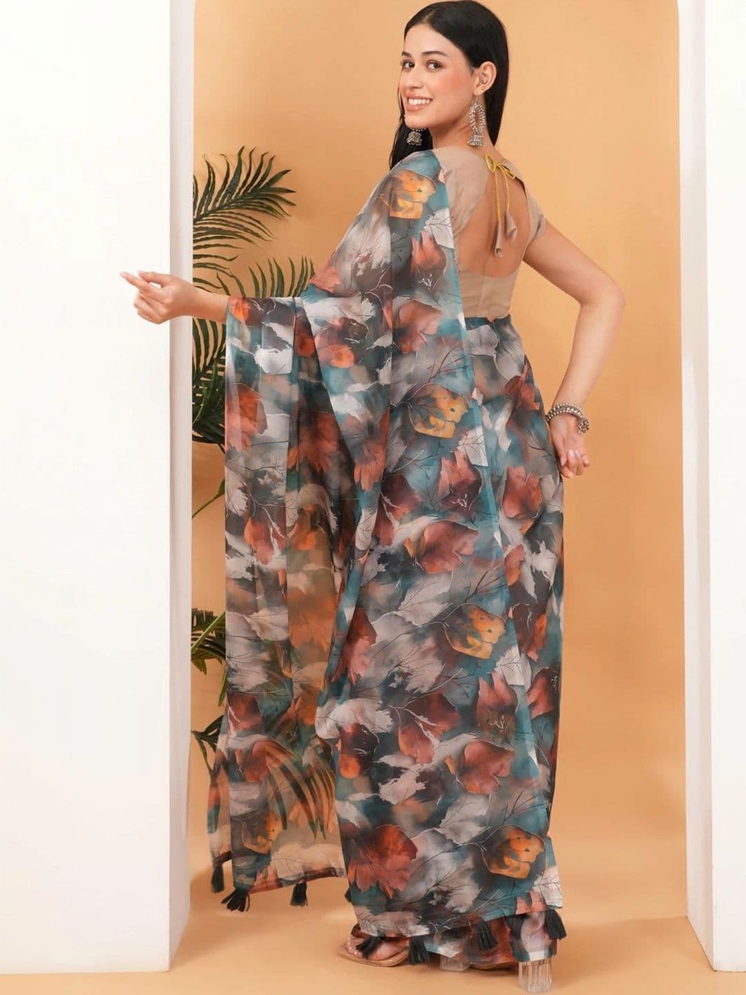 SAMANTHA Floral Zari Organza Saree thumbnail 6