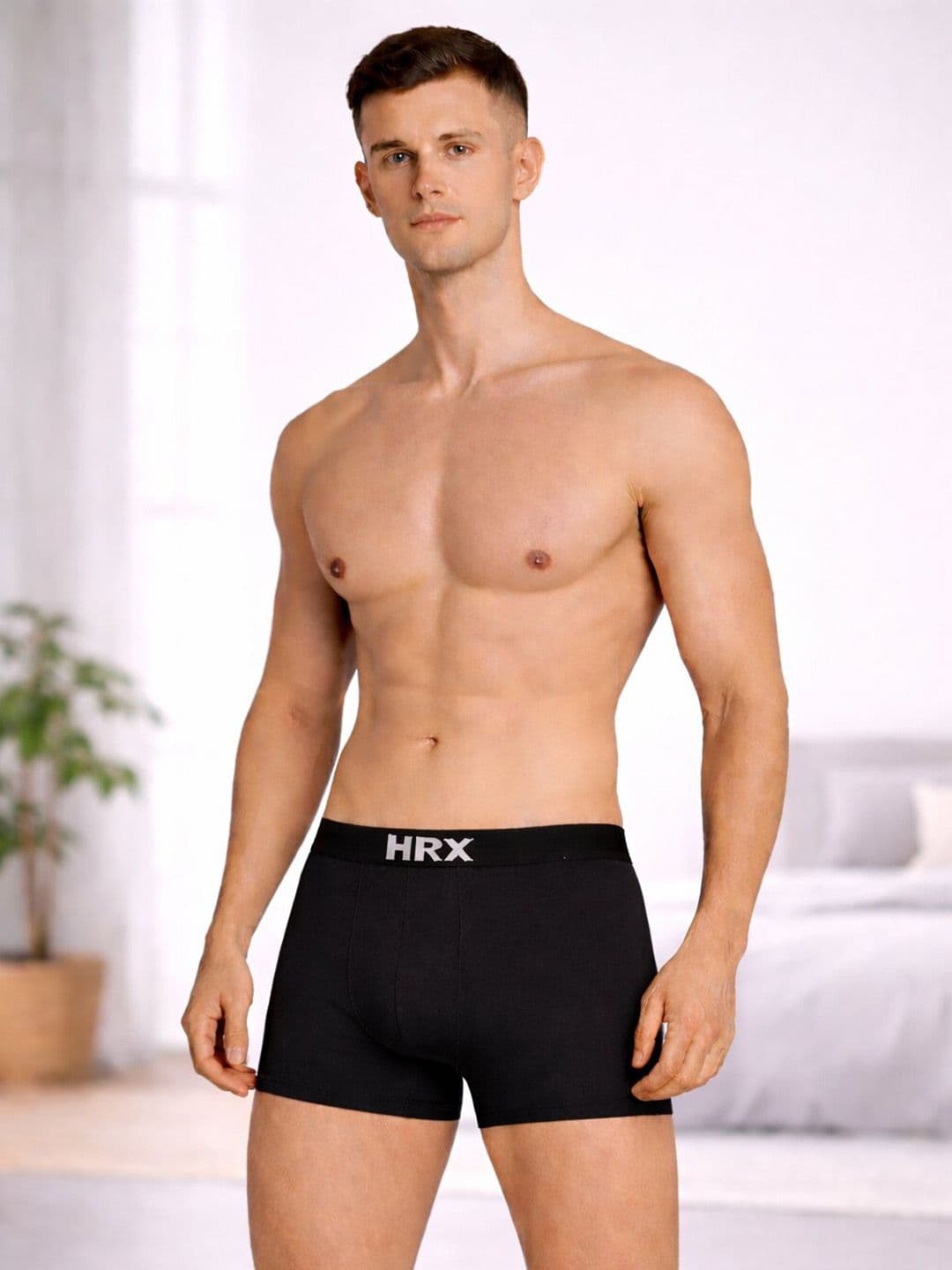 HRX by Hrithik Roshan Pack of 4 Cotton Blend Assorted Solid Trunks thumbnail 4