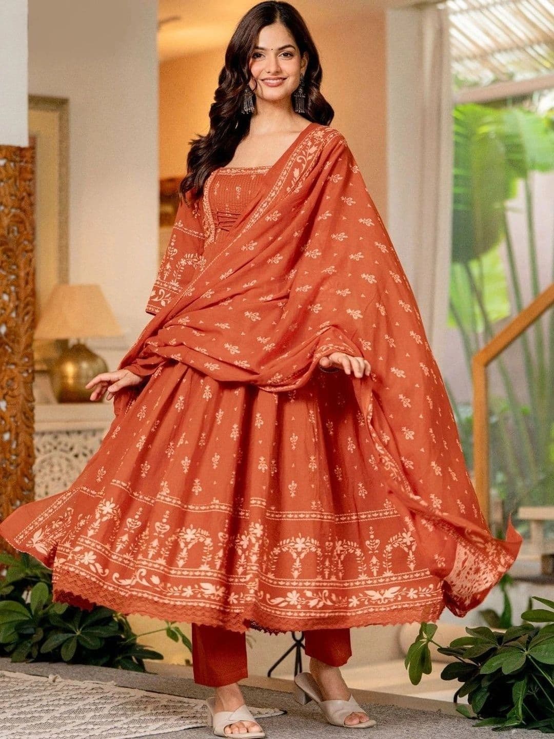 Anouk Women Ethnic Motifs Printed Regular Pure Cotton Kurta with Trousers & With Dupatta thumbnail 7