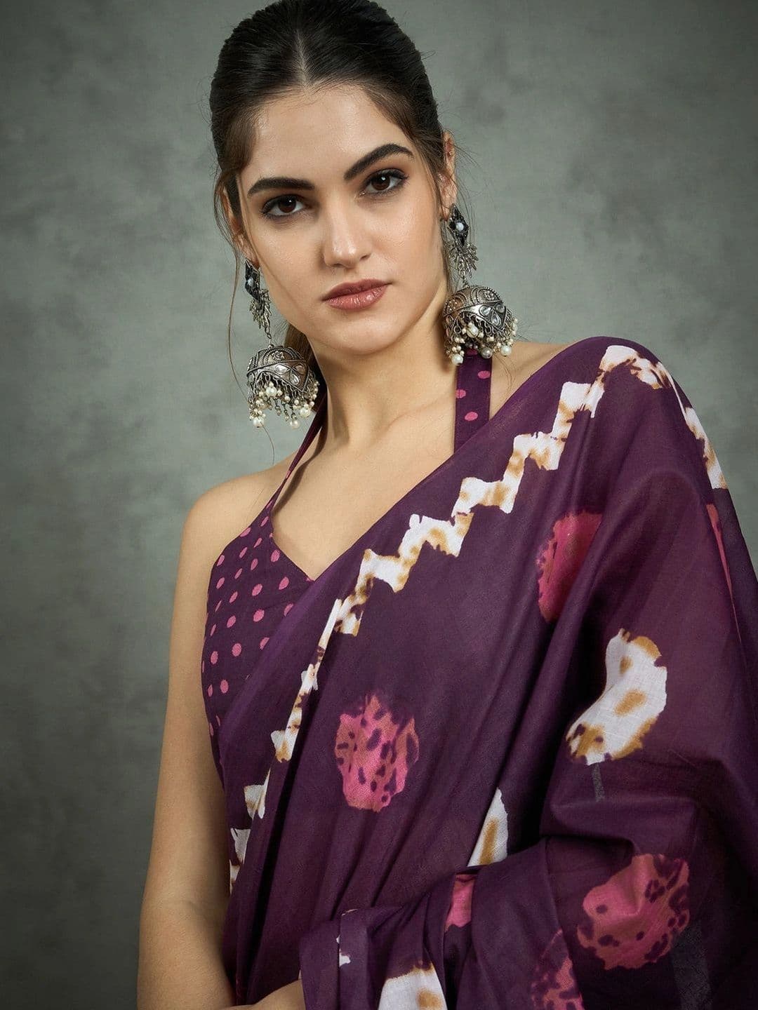 Sangria Tie and Dye Designer Bagh Saree - view 1
