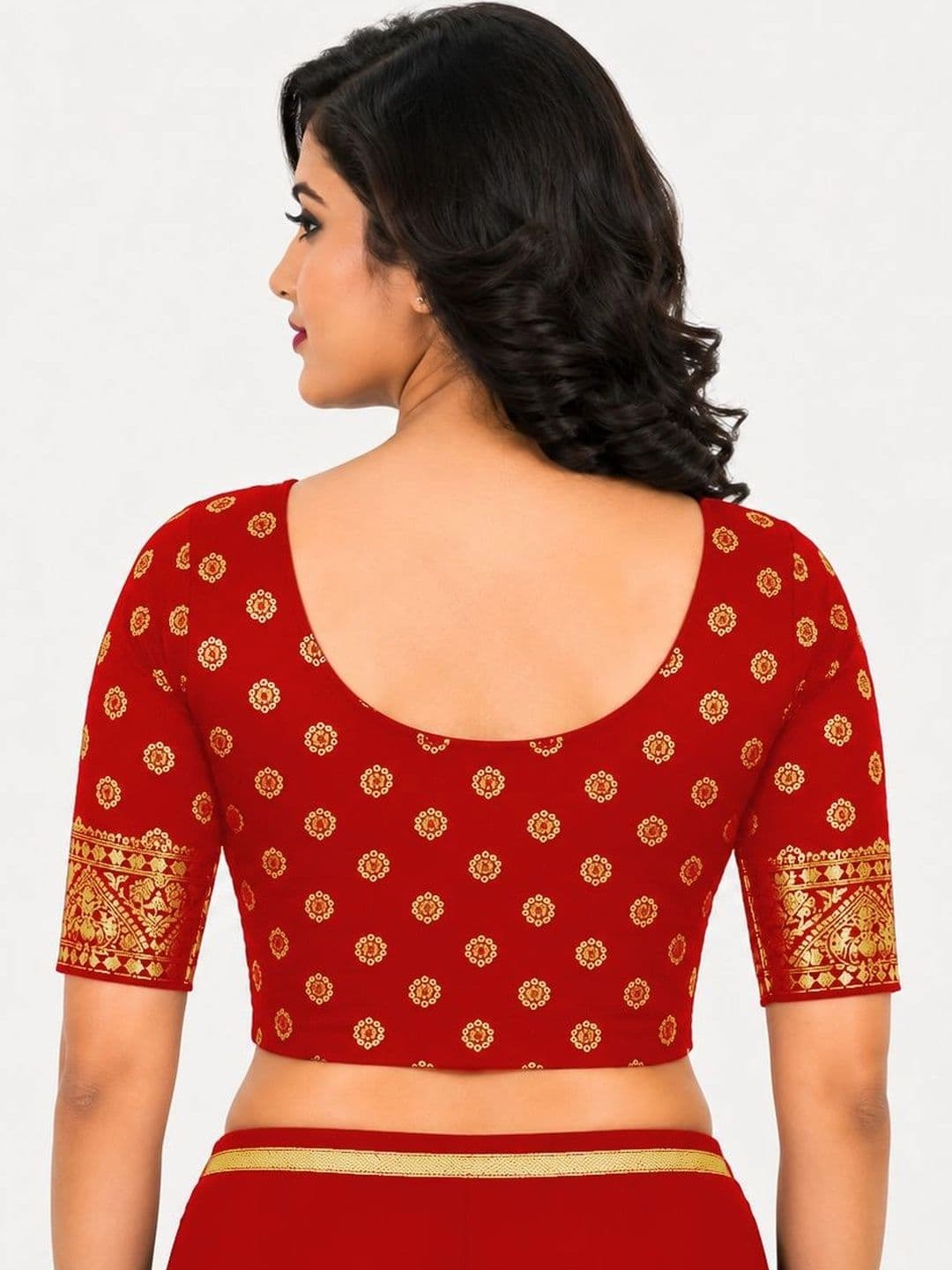 SmartQueen Woven Design Zari Saree Blouse thumbnail 3