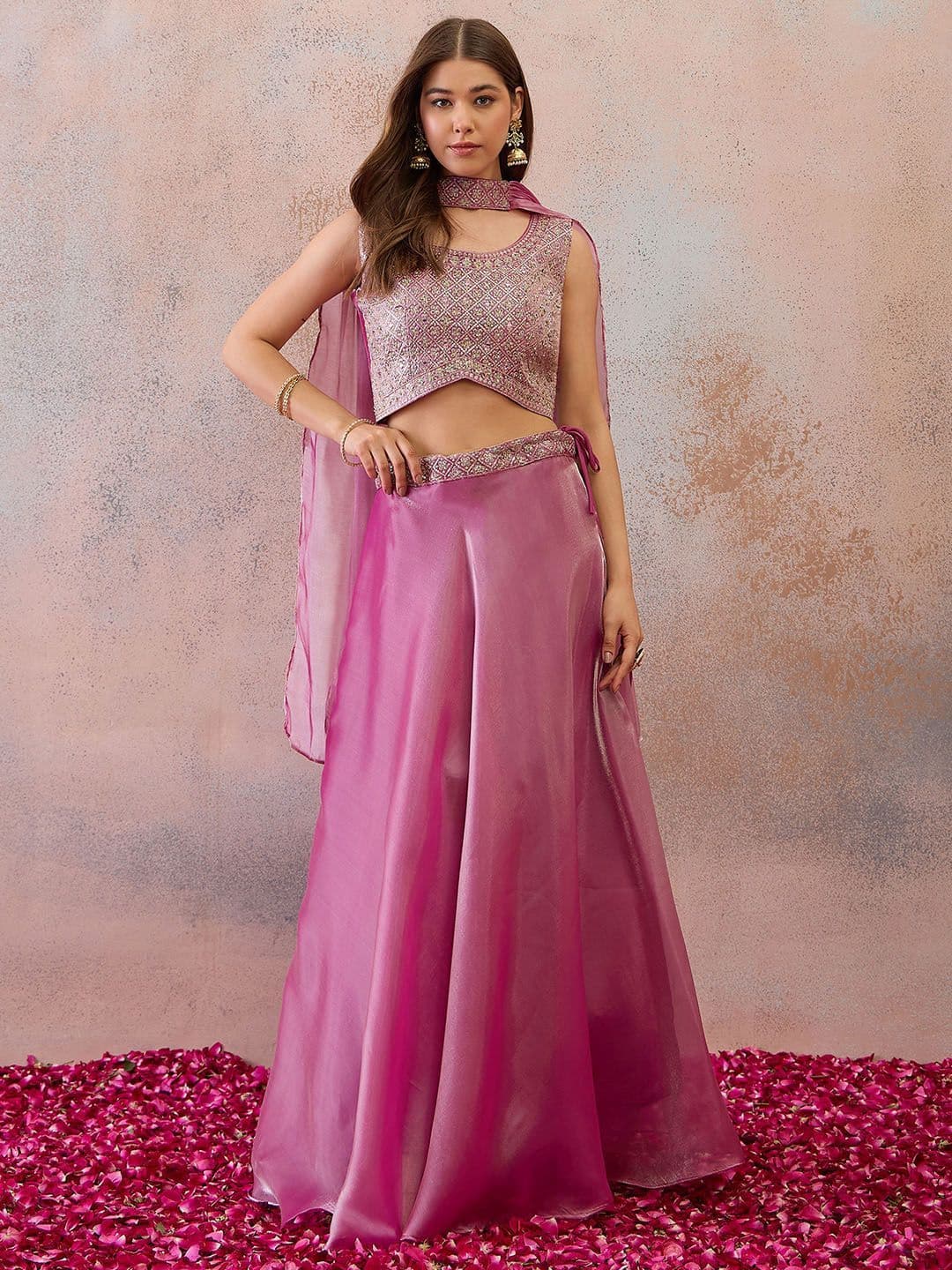 House of Pataudi Women Embroidered Ready to Wear Lehenga & Blouse With Dupatta thumbnail 5