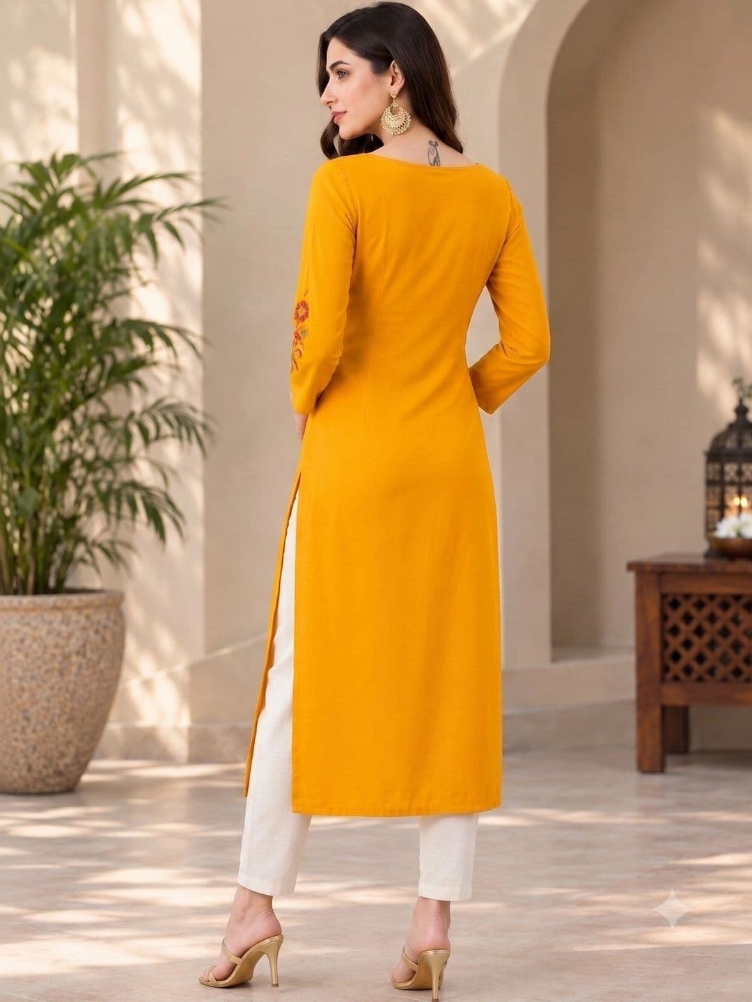 KALINI Women Floral Embroidered Thread Work Floral Kurta thumbnail 3