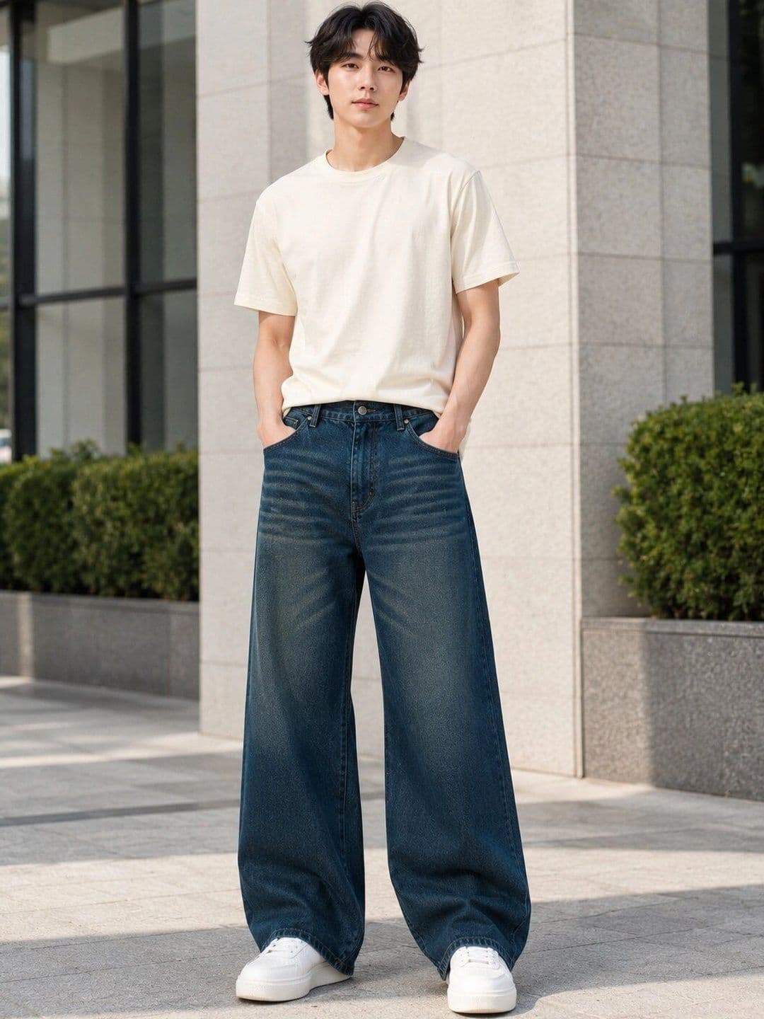 Encrypt Men Wide Leg Mid-Rise Acid Wash Jeans thumbnail 3