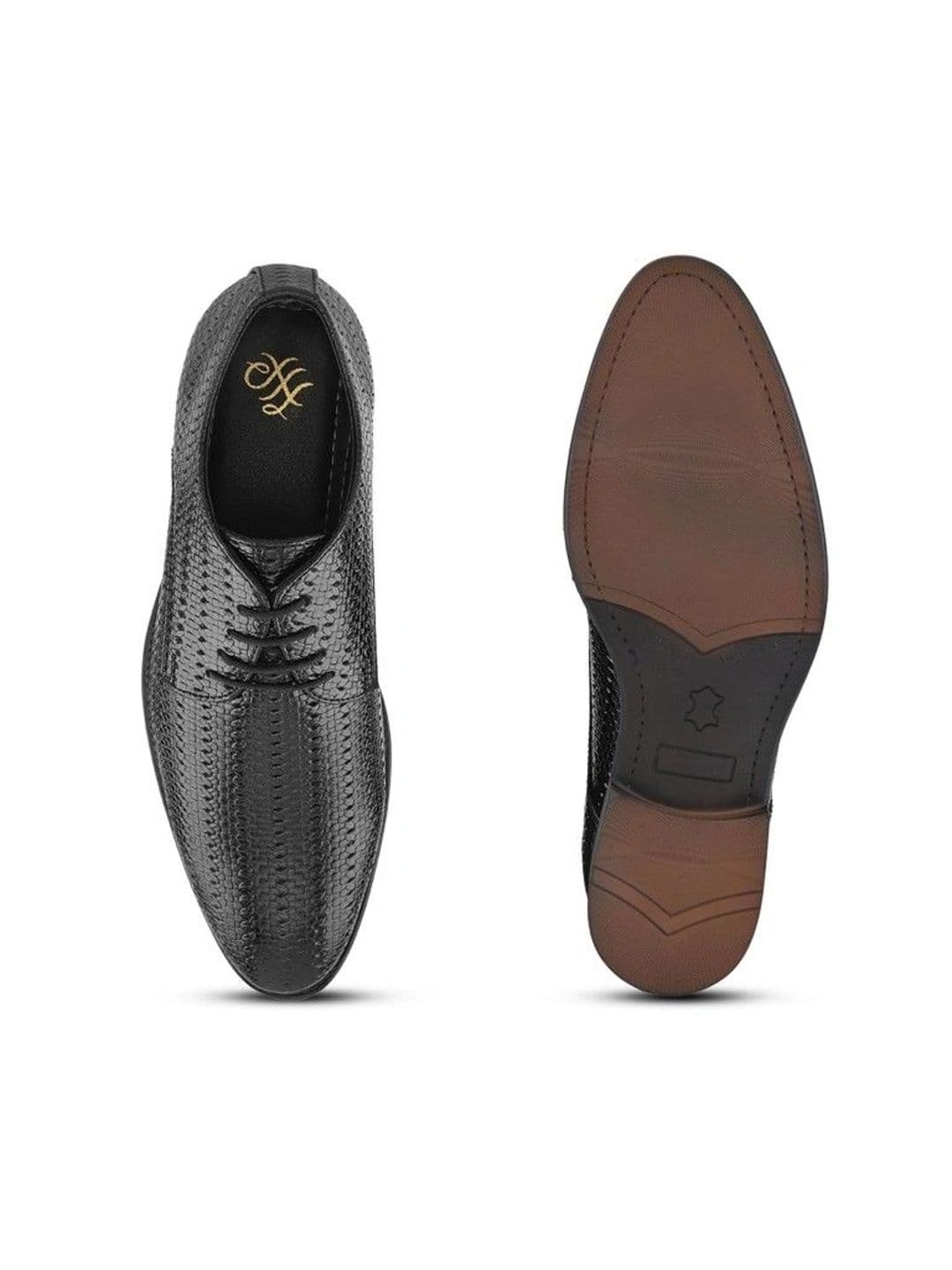House of Pataudi Men Textured Synthetic Leather Pointed Toe Lace-Ups Derbys Formal Shoes thumbnail 4