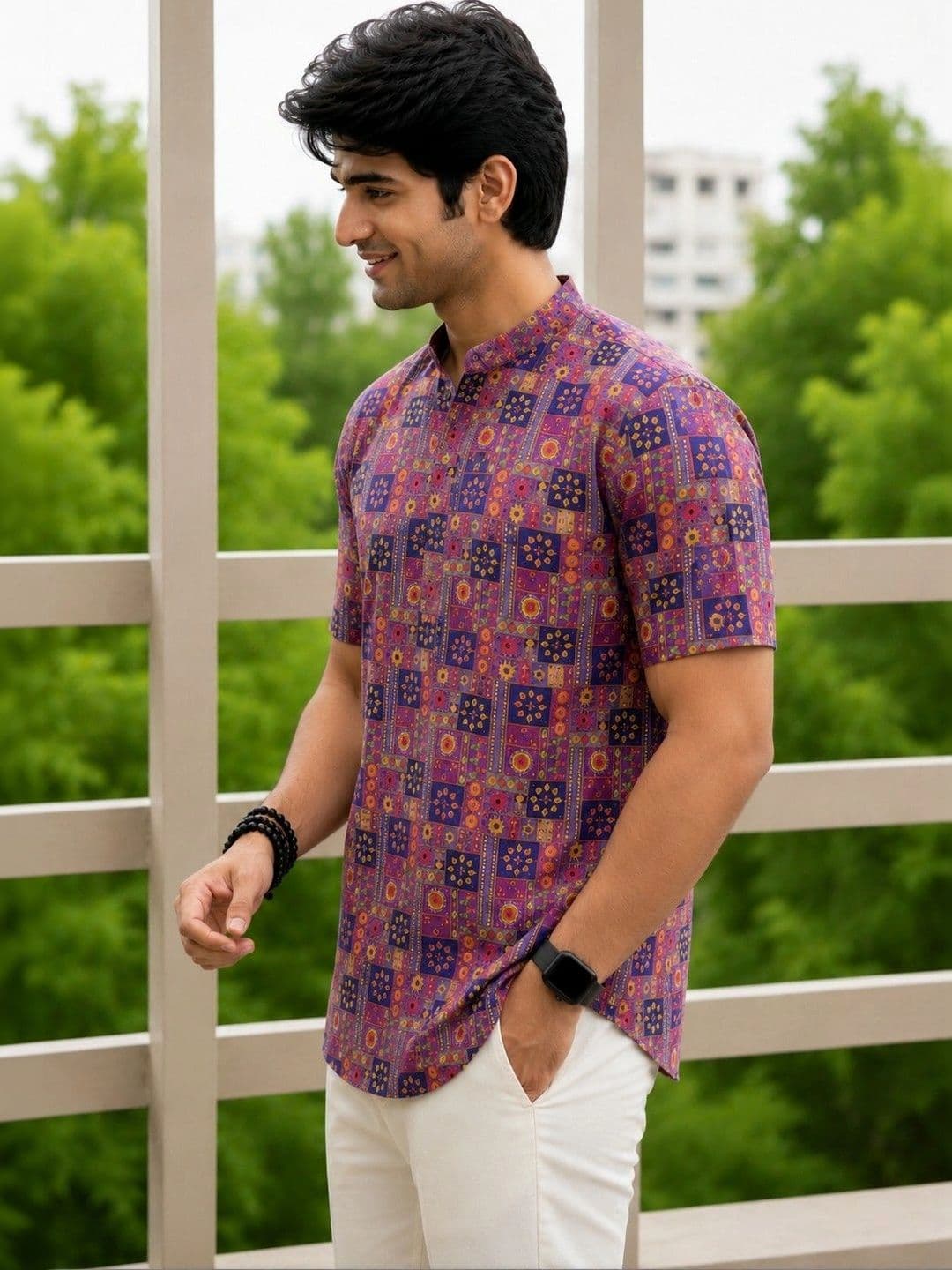 SKYWORRIX Men Ethnic Motifs Printed Kurta thumbnail 3