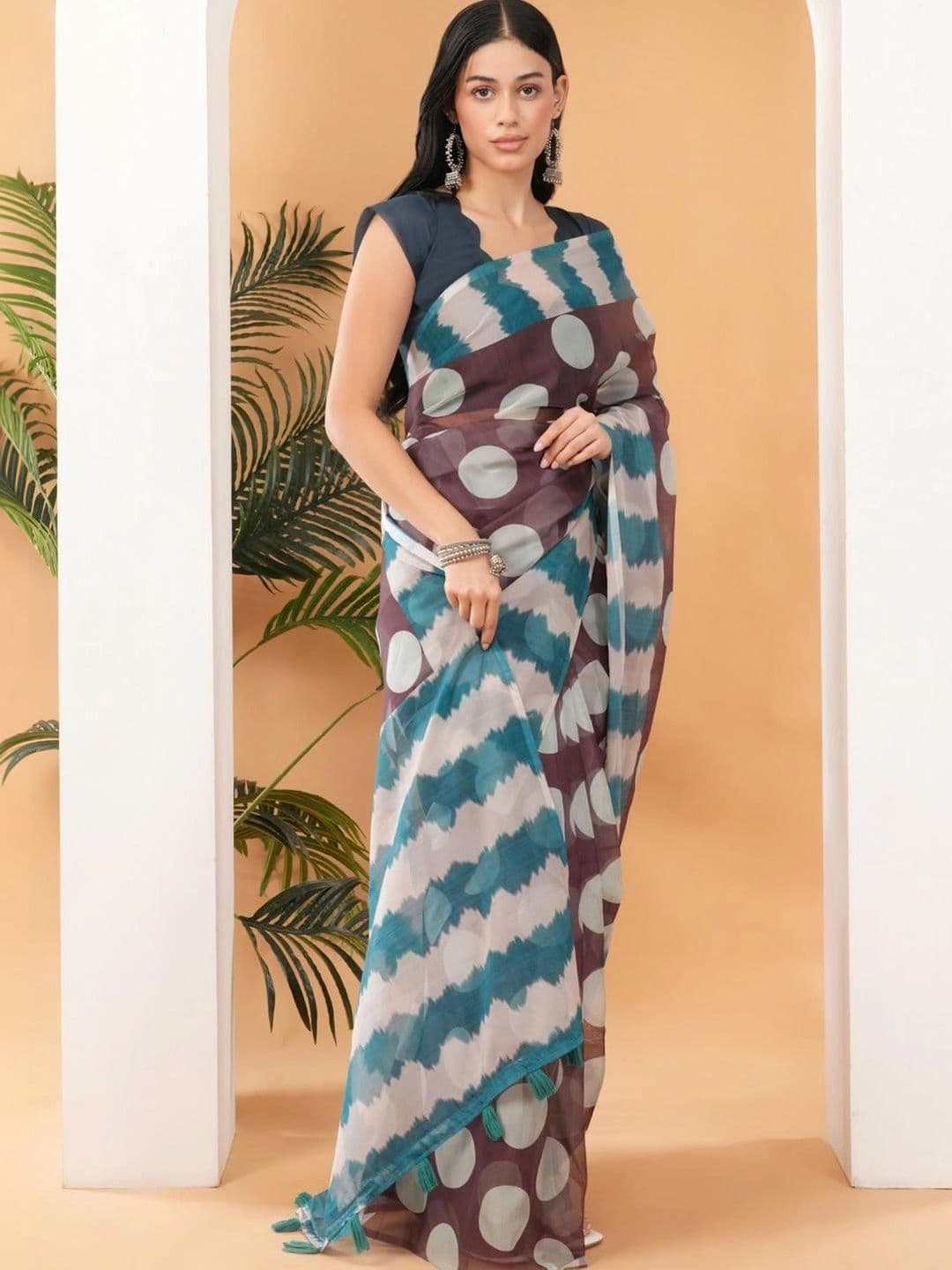 SAMANTHA Polka Dot Organza Saree thumbnail 5
