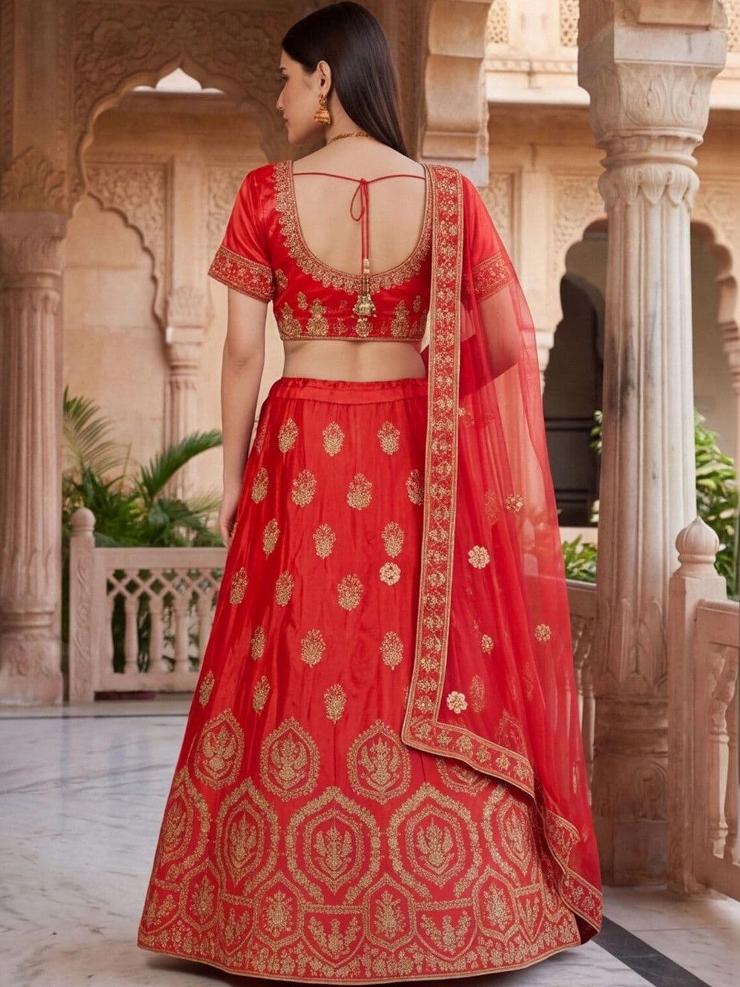 Anouk Rustic Embroidered Semi-Stitched Lehenga & Unstitched Blouse With Dupatta thumbnail 5