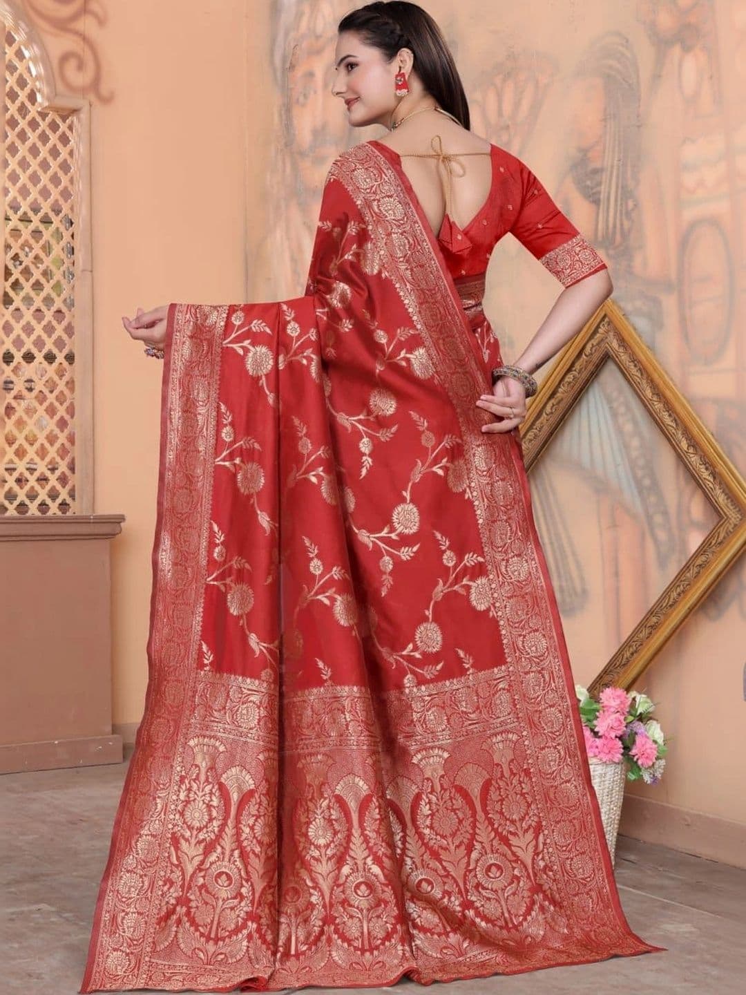 revika Woven Design Zari Art Silk Designer Kanjeevaram Saree thumbnail 2