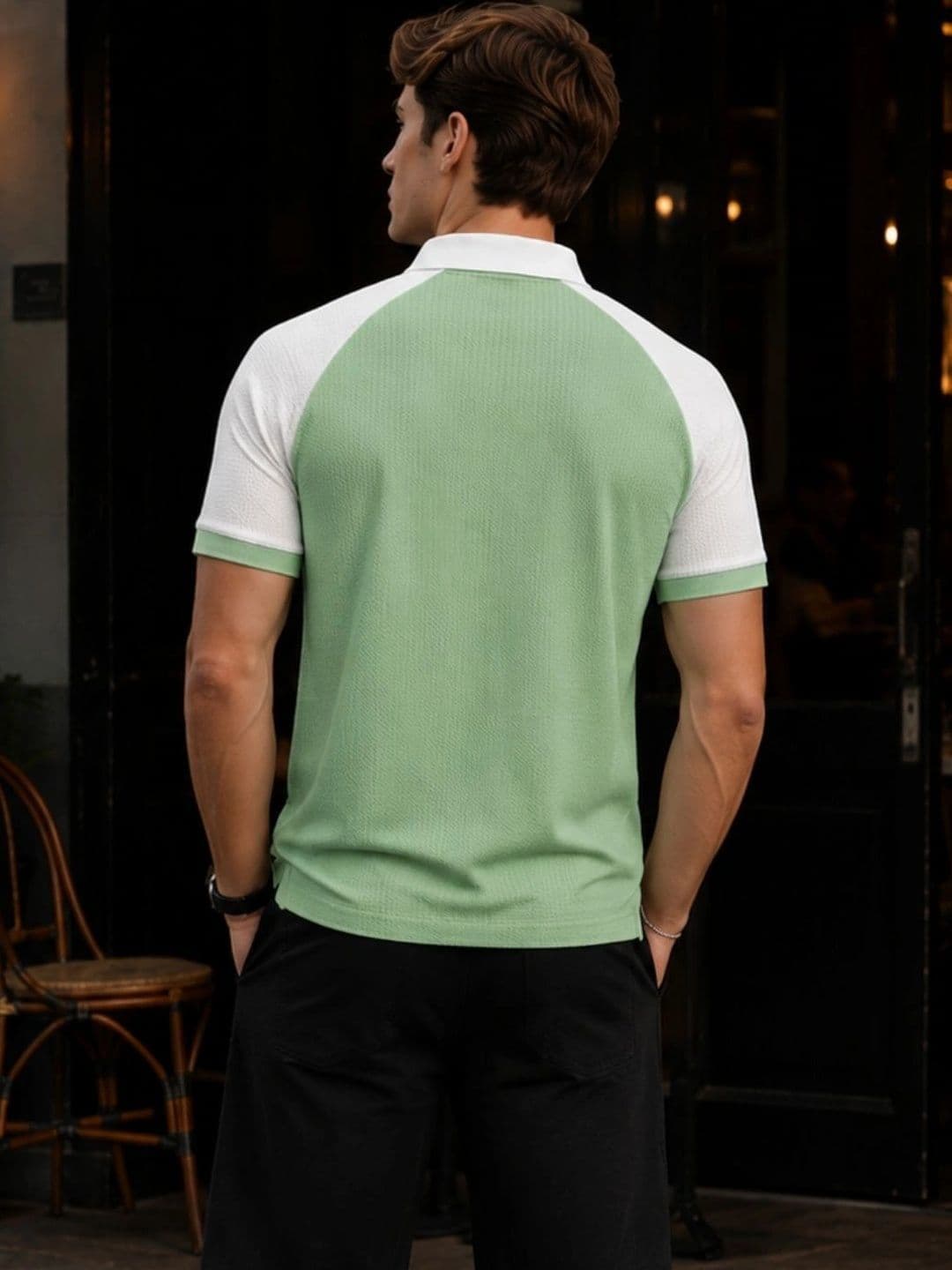 Mast & Harbour Men Colourblocked Polo Collar T-shirt thumbnail 4