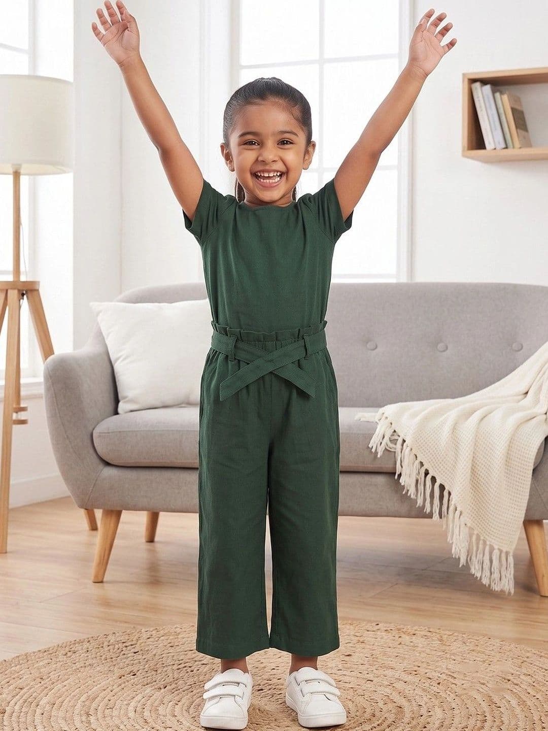 makemyfab Girls Linen Cropped Palazzos - view 1