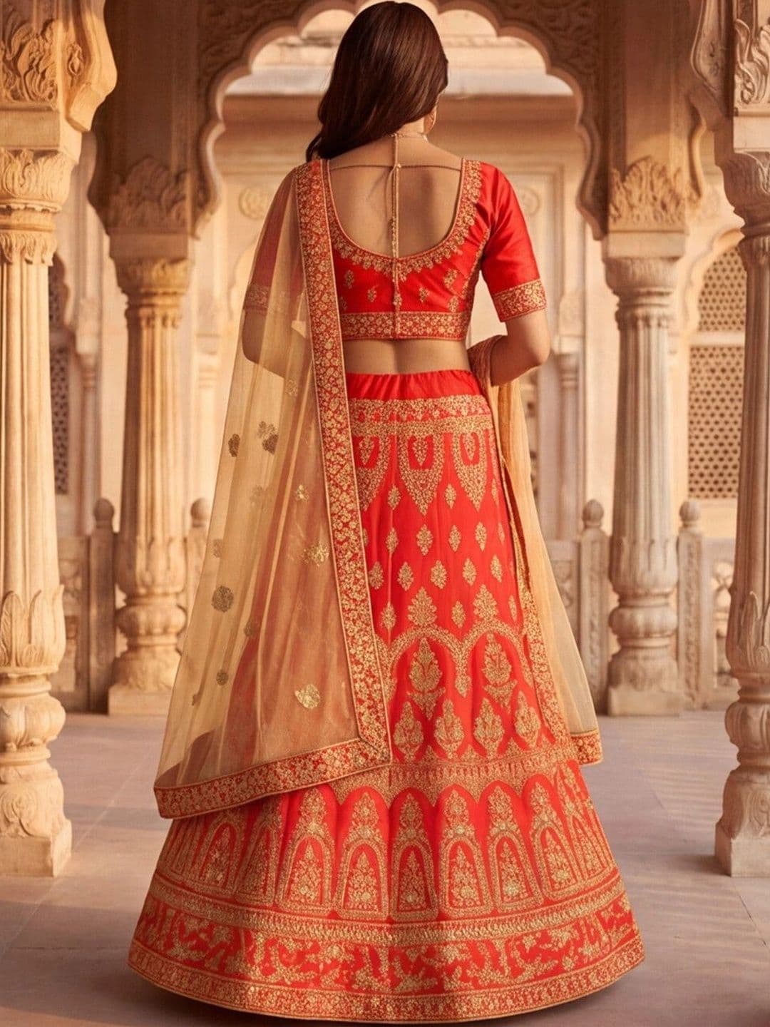 Mitera Embroidered Semi-Stitched Lehenga & Unstitched Blouse With Dupatta thumbnail 6