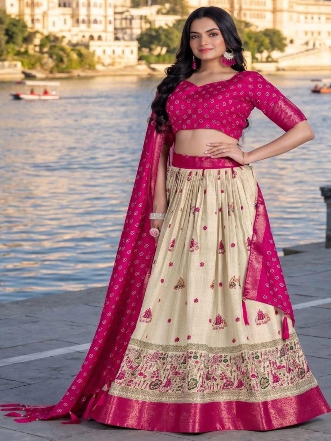 Anouk Semi-Stitched Lehenga & Unstitched Blouse With Dupatta - view 1