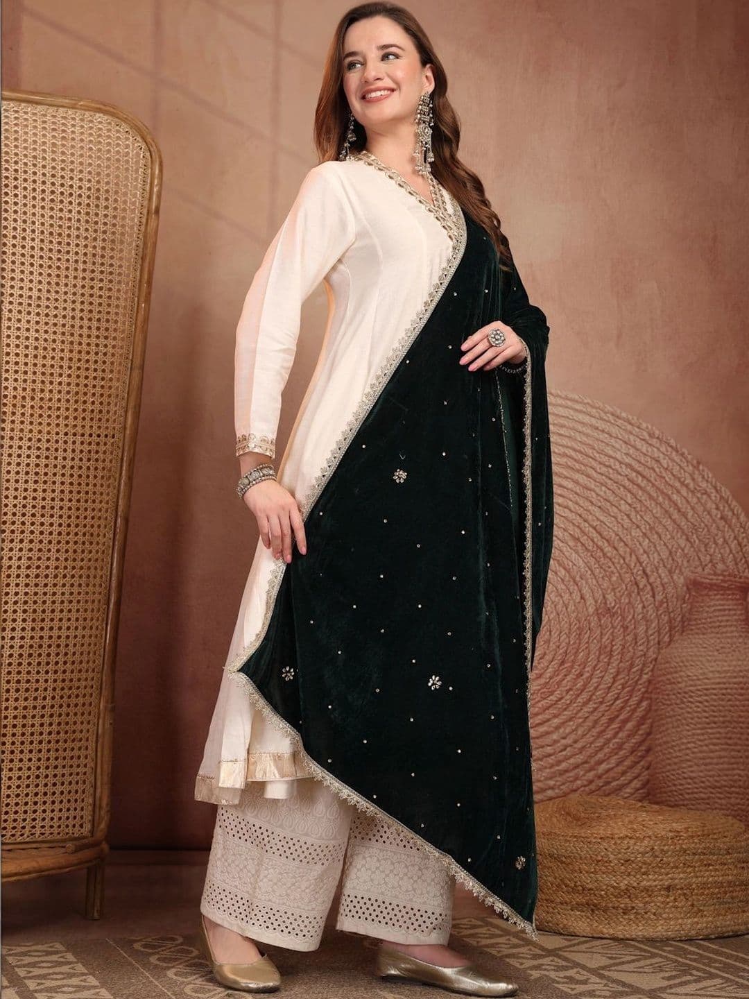 Clora Creation Velvet Dupatta with Sequinned thumbnail 3