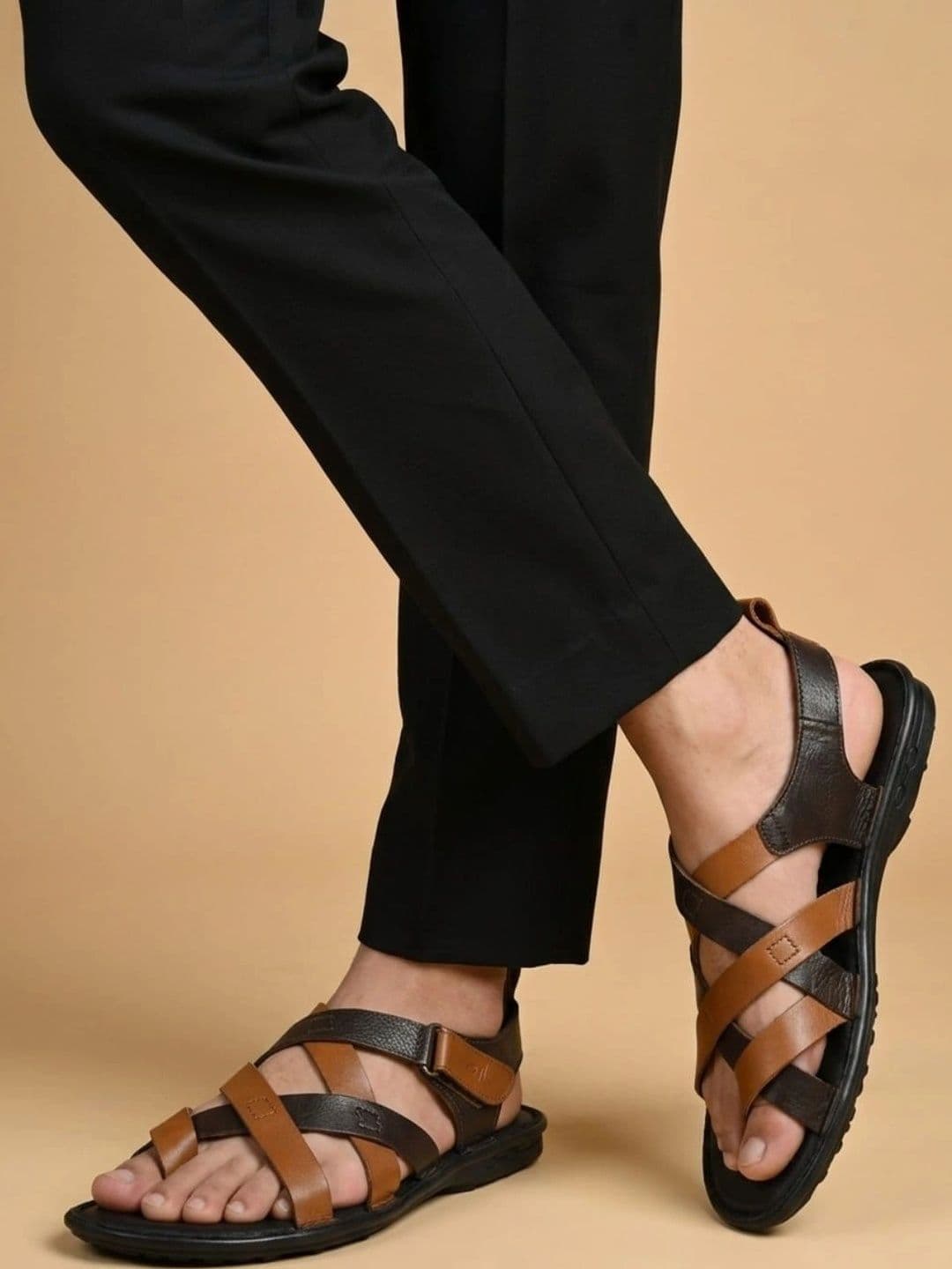 Mardi Gras Men Leather Gladiators Sandals - view 1