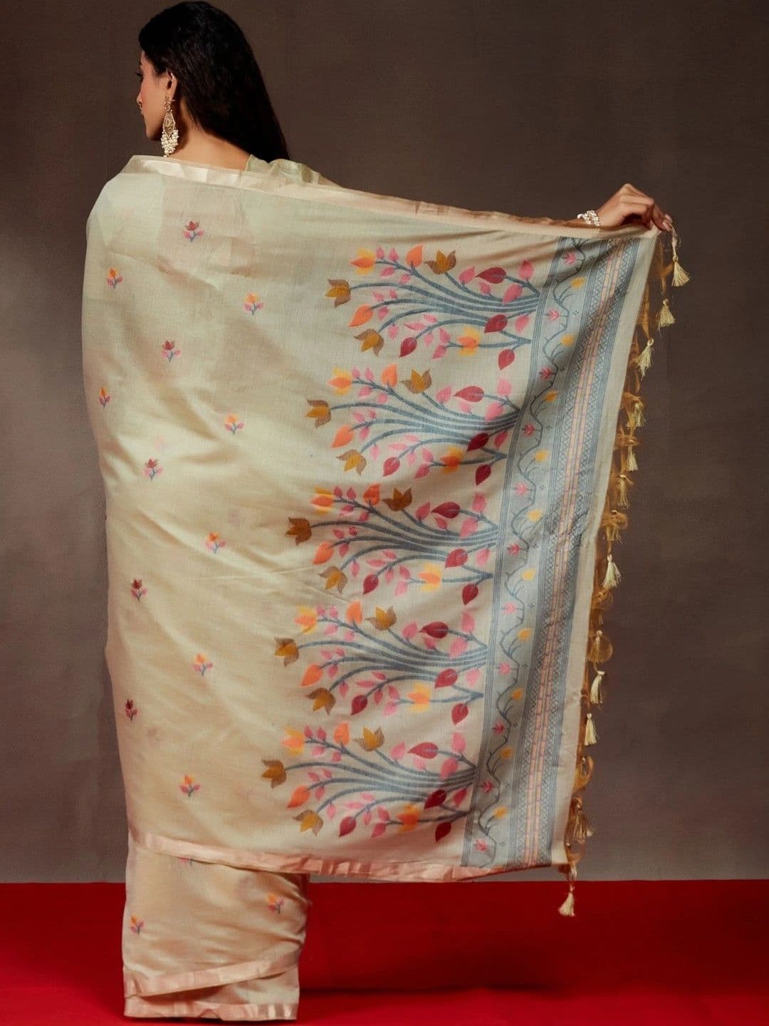 kasee Floral Zari Pure Cotton Designer Saree thumbnail 5