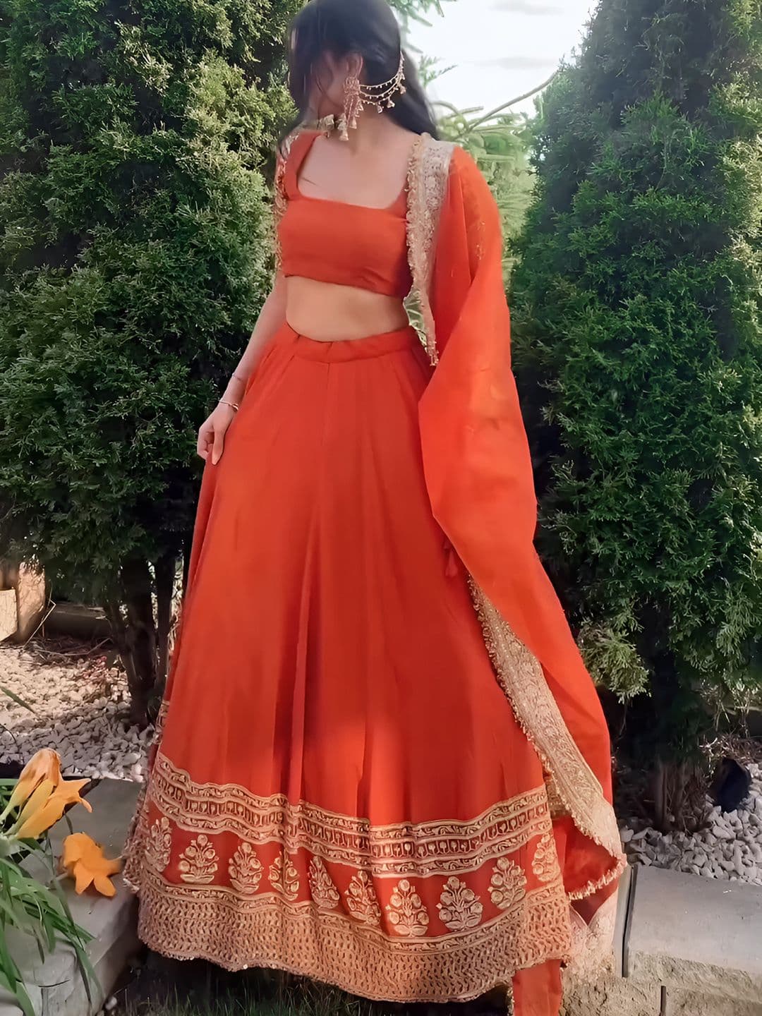 DREAM EXPORTER Embroidered Semi-Stitched Lehenga & Unstitched Blouse With Dupatta - view 1