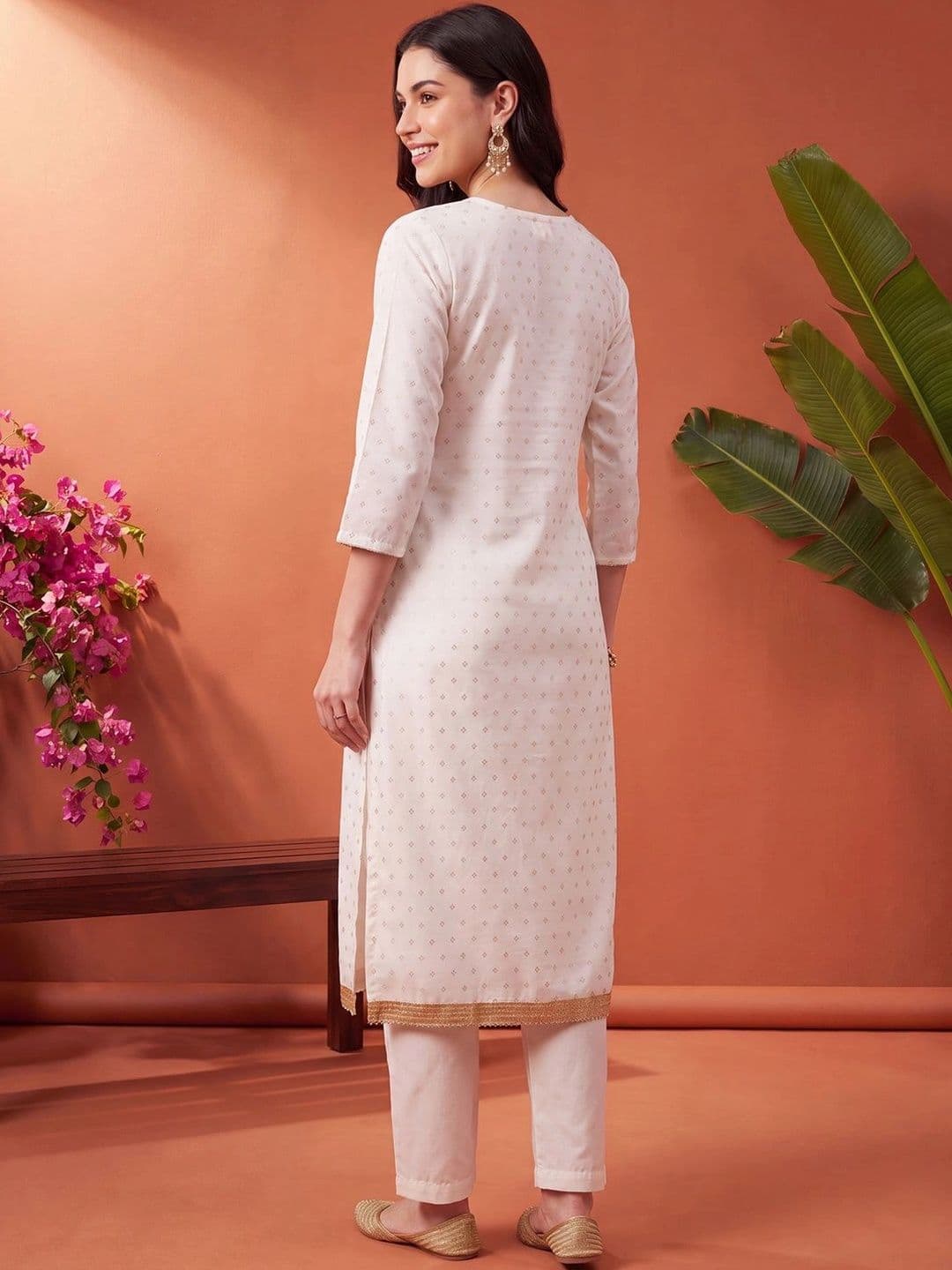 Indo Era Women Ethnic Motifs Embroidered Regular Thread Work Kurta with Trousers & With Dupatta thumbnail 3