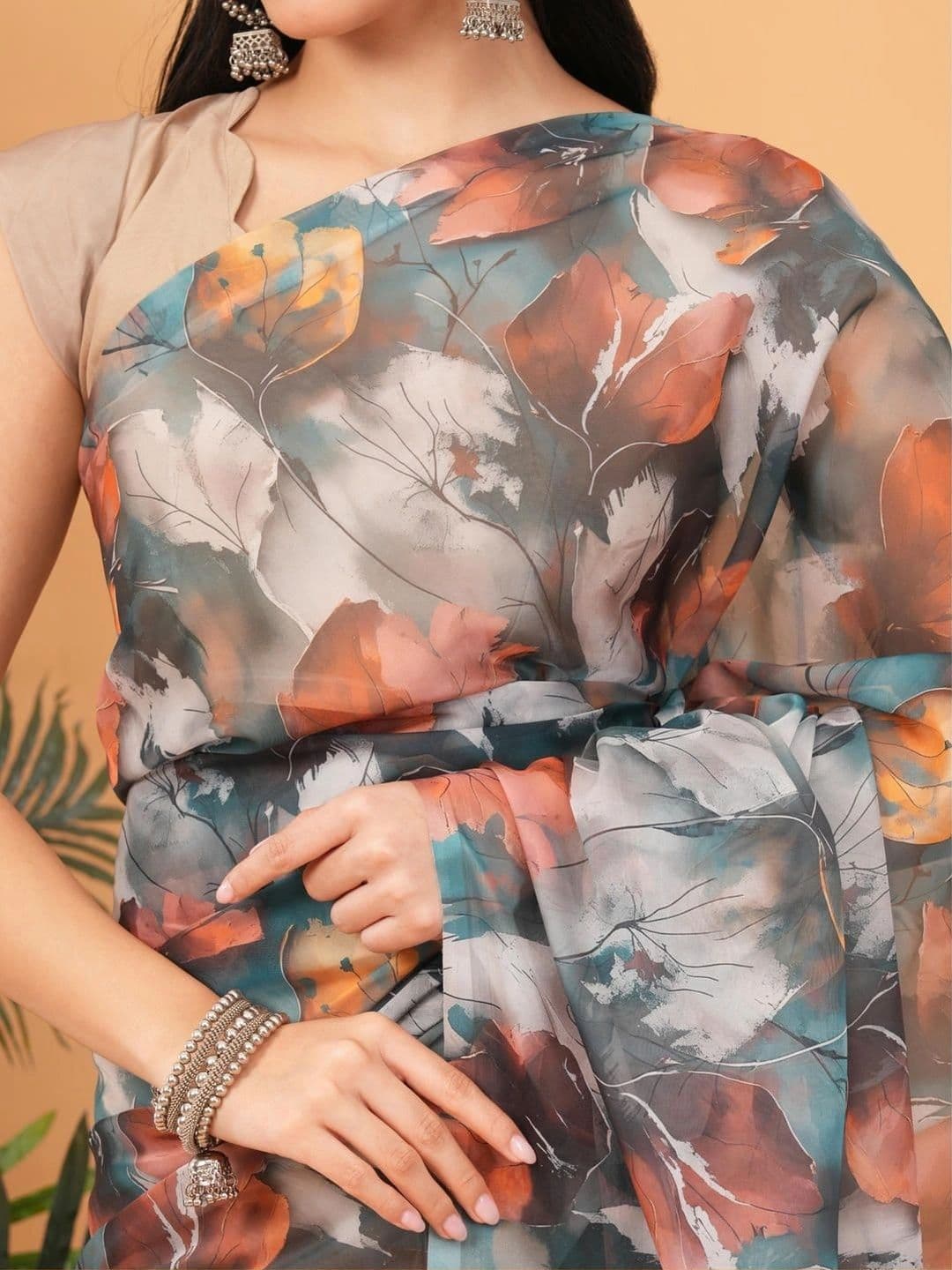 SAMANTHA Floral Zari Organza Saree thumbnail 5